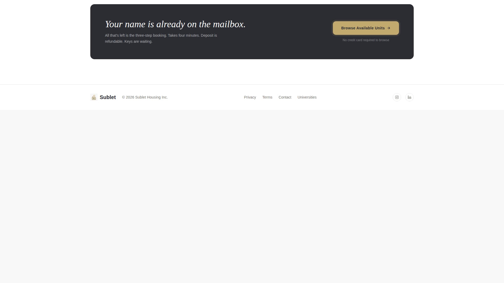 Sublet - Premium Intern Housing Landing Page Template