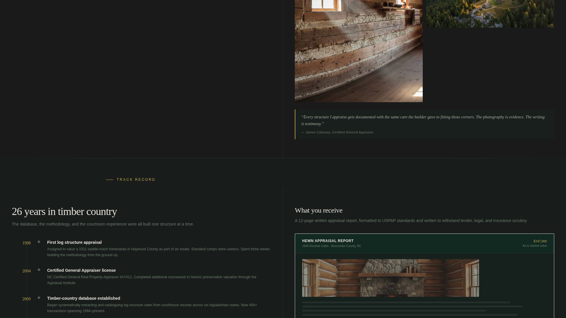 Hewn - Authoritative Logcabinappraiser Landing Page Template