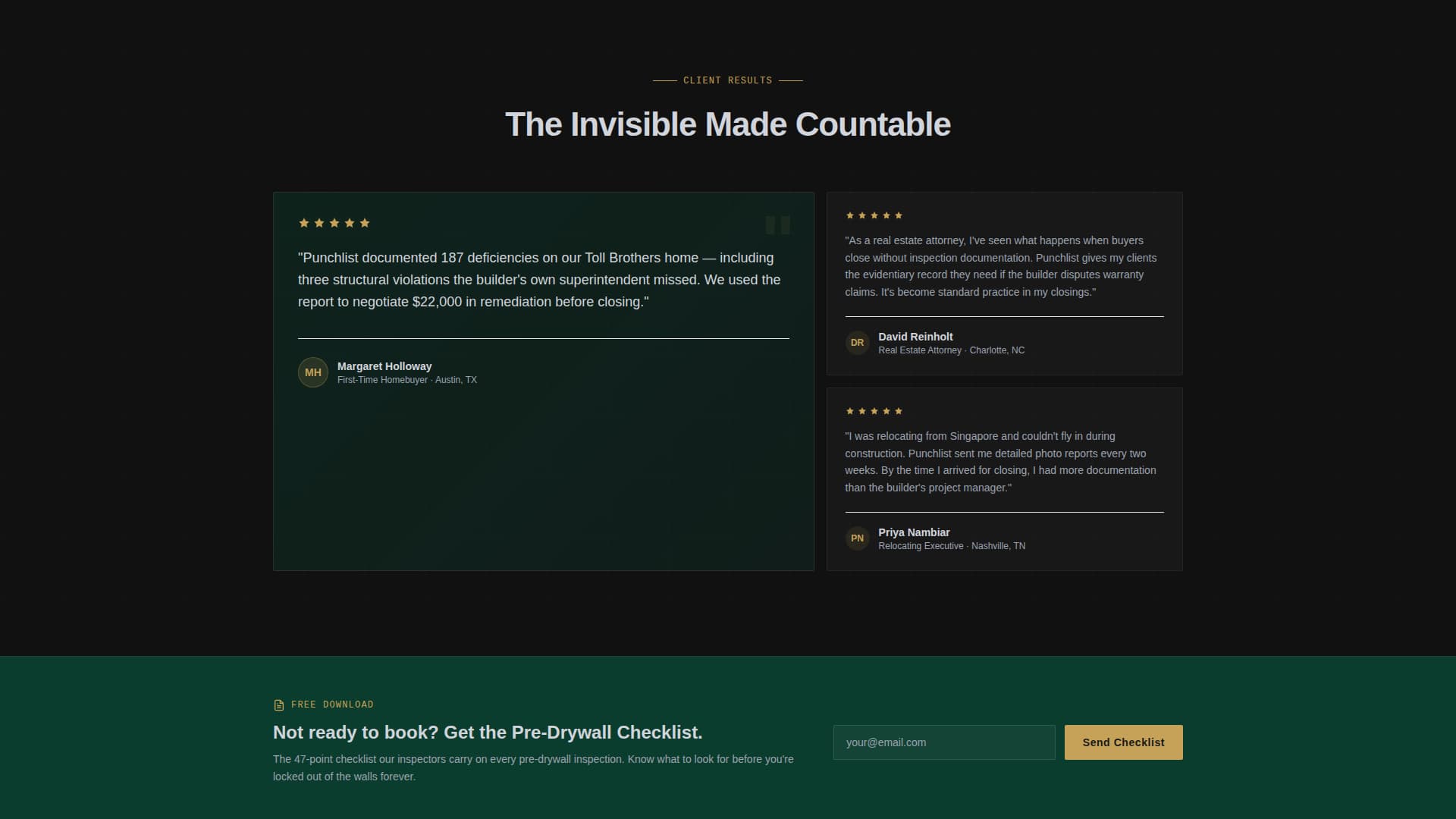 Punchlist - Executive Home Inspection Landing Page Template