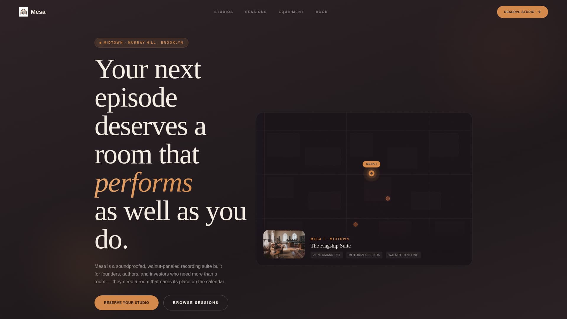 Mesa - Executive Podcast Studio Landing Page Template