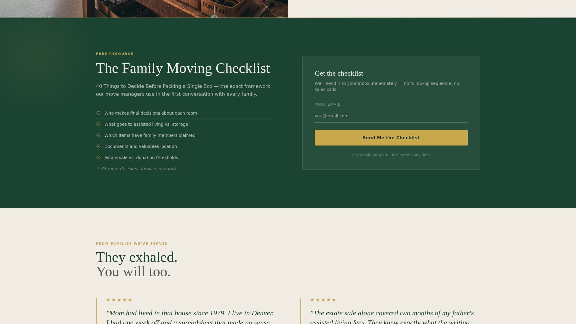 Downsize - Compassionate Seniormove Landing Page Template