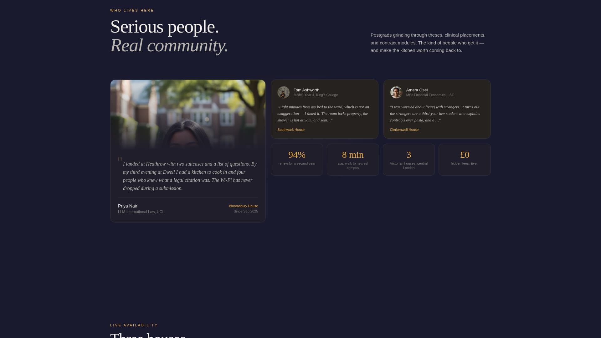 Dwell - Immersive Studenthousing Landing Page Template