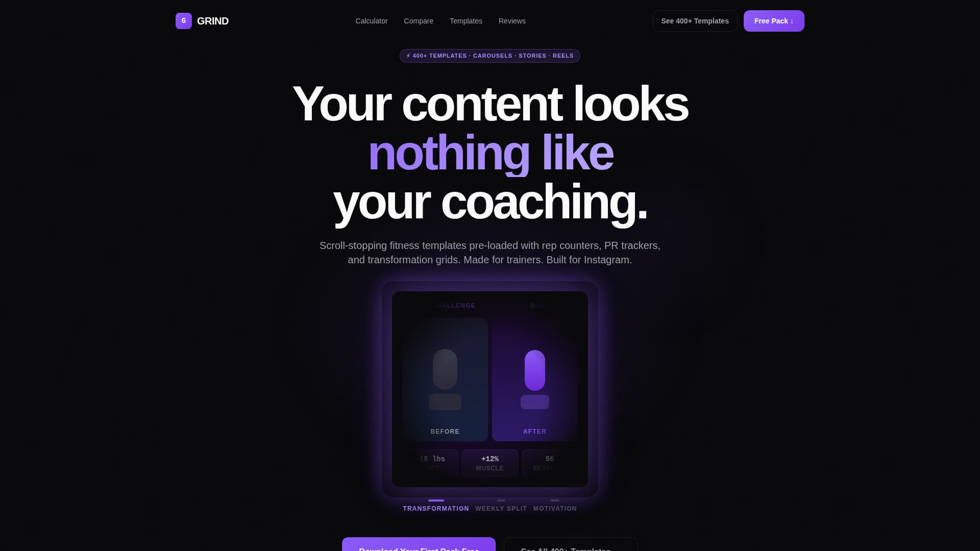 Grind - High-Impact Fitness Landing Page Template