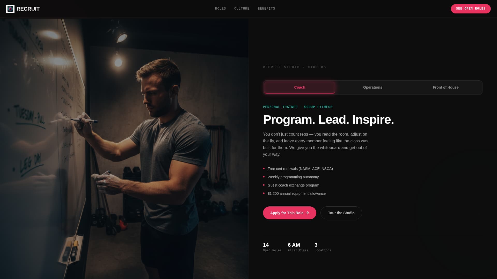 Fitness Studio Careers Website Template