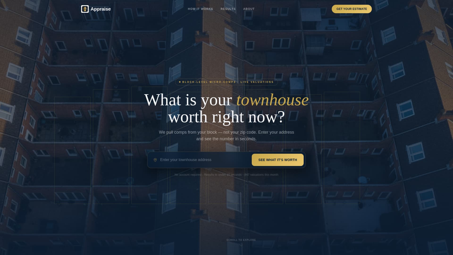 Valuate — Expert Townhouse Appraisal Landing Page Template