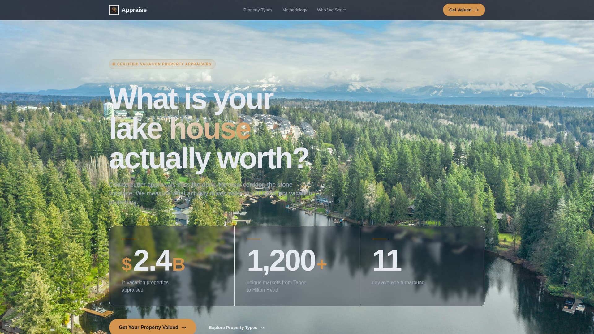Appraise - Authoritative Vacationhome Landing Page Template