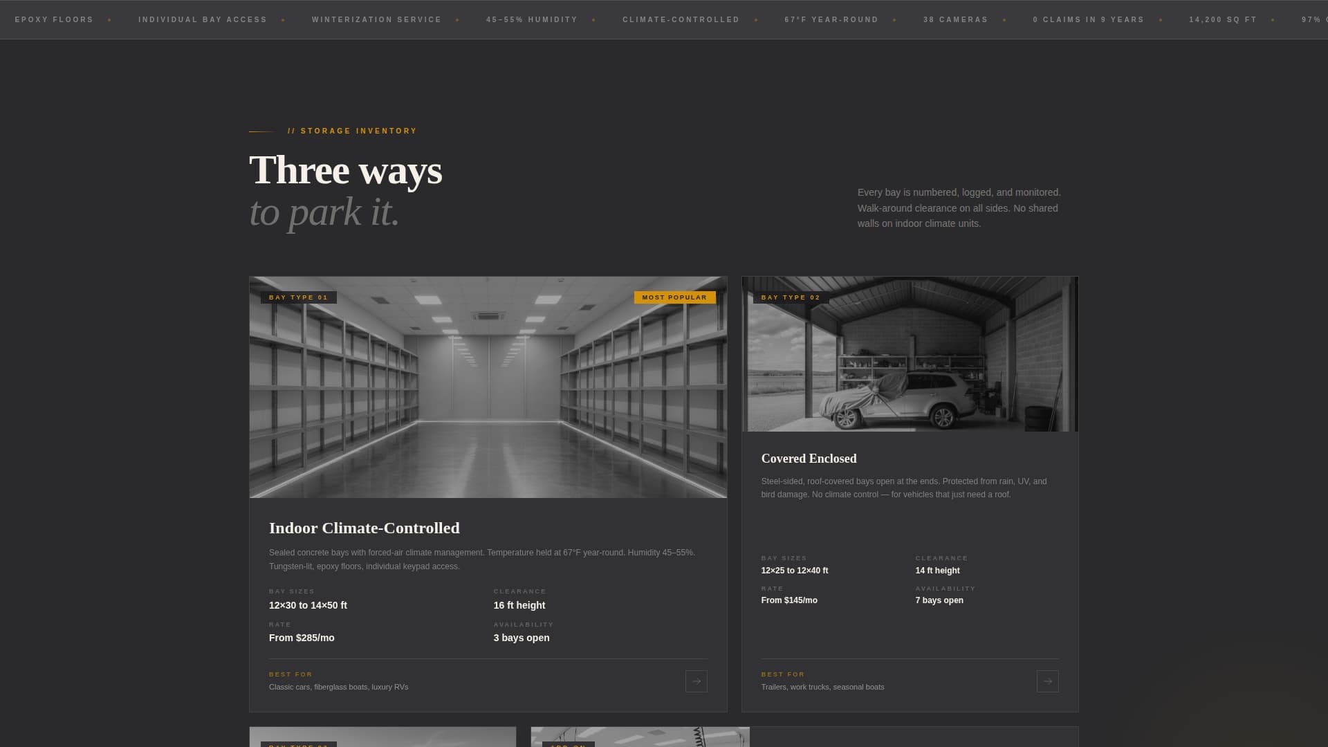 Vault - Premium Vehiclestorage Landing Page Template