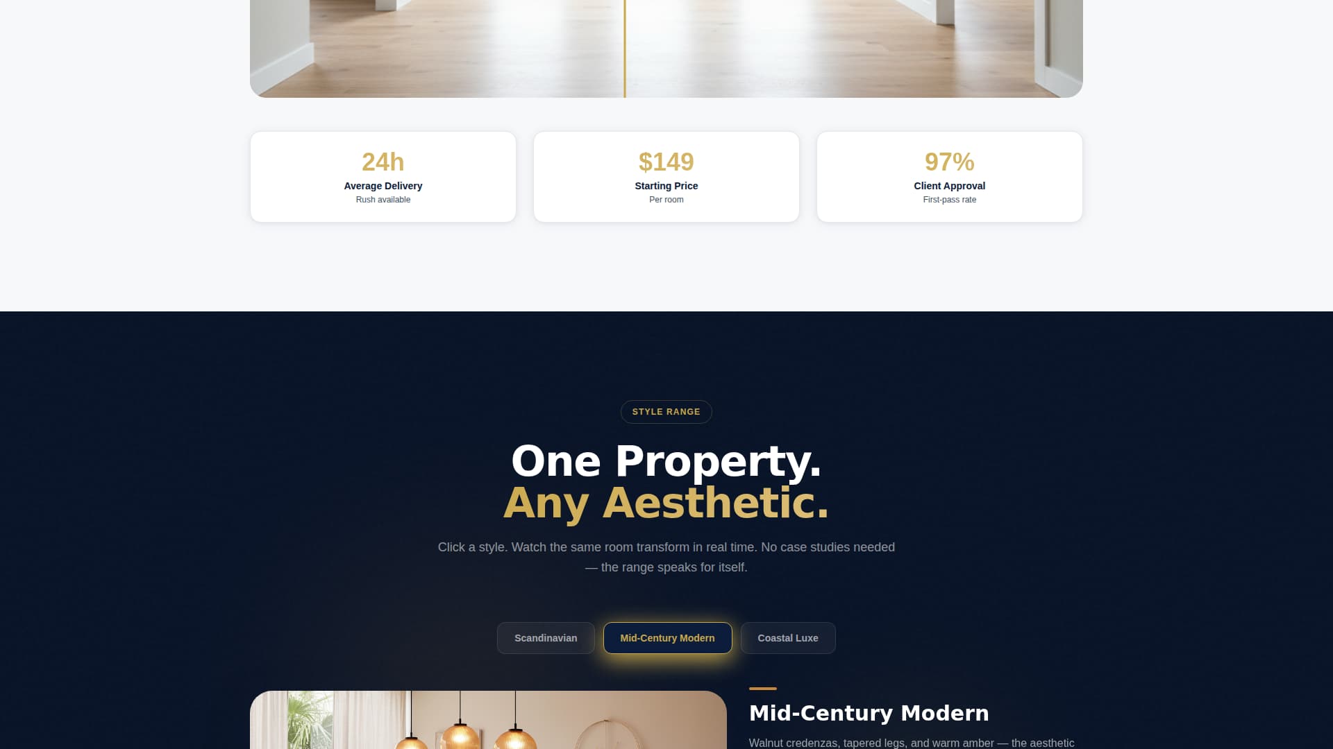 Home Staging & Decor Pricing & Packages Website Template