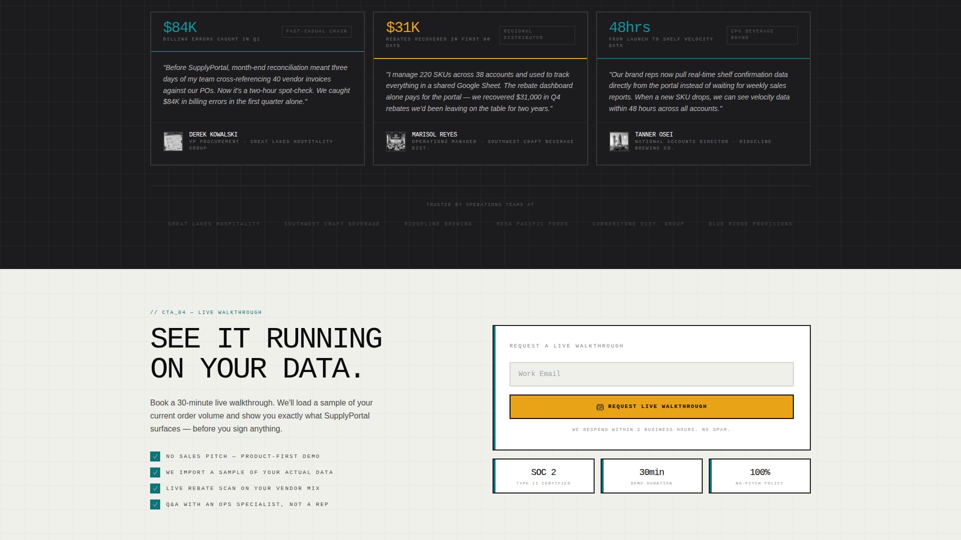 Supplyportal - Powerful Food & Beverage Landing Page Template
