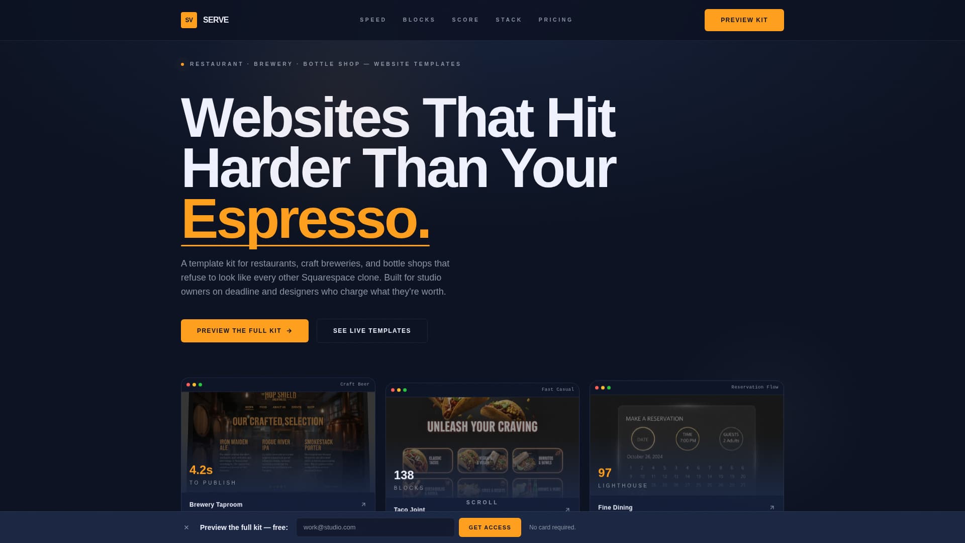 Serve - Bold Food & Beverage Landing Page Template