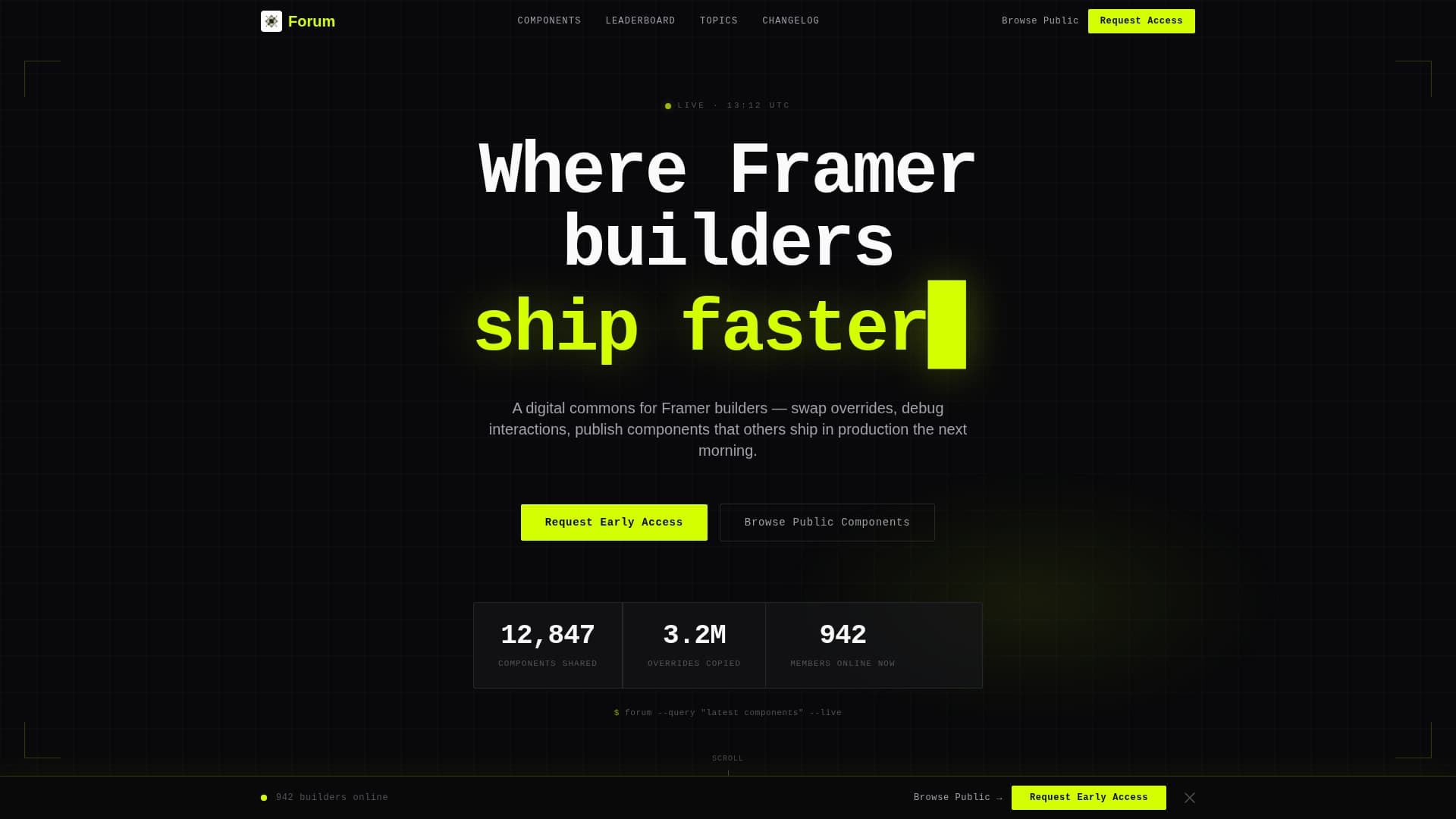 Forum - High Velocity Framer Landing Page Template