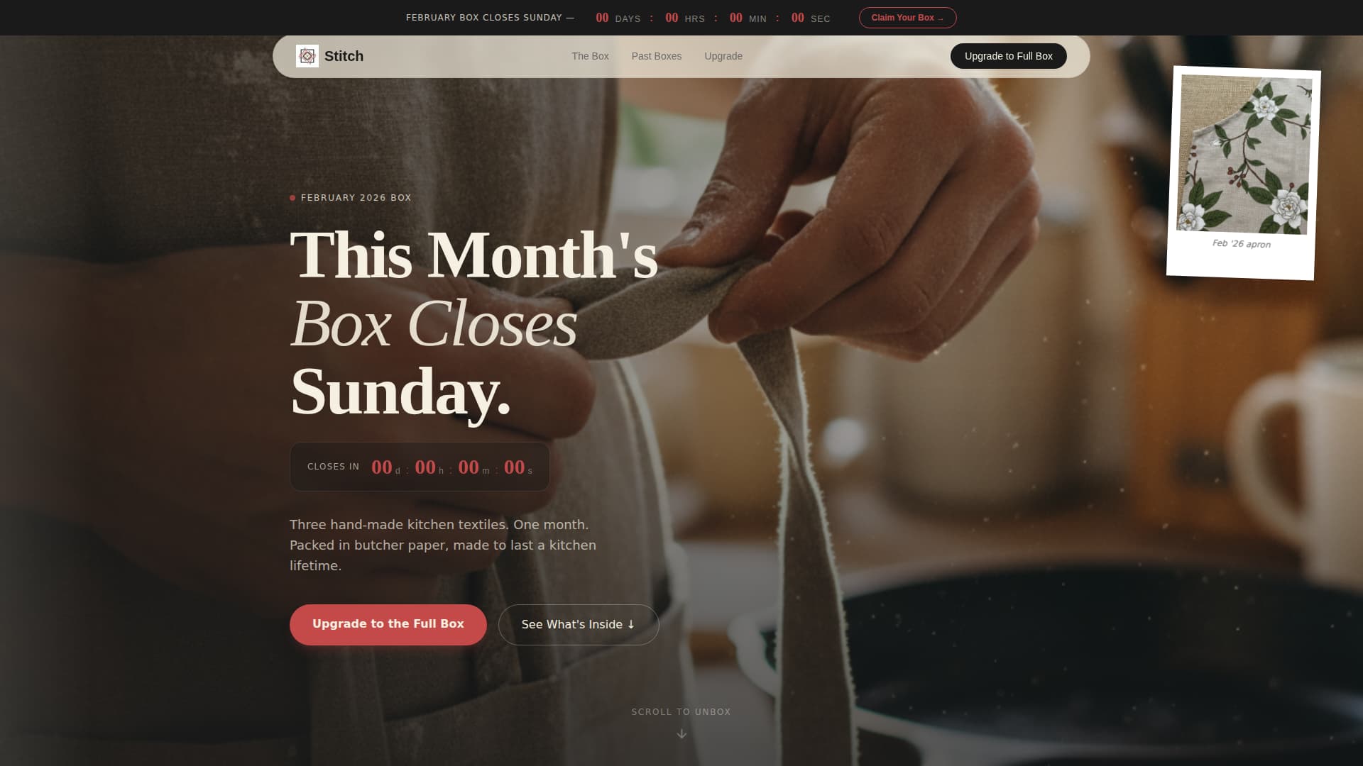 Aprons & Kitchen Textiles Store Pricing & Packages Website Template