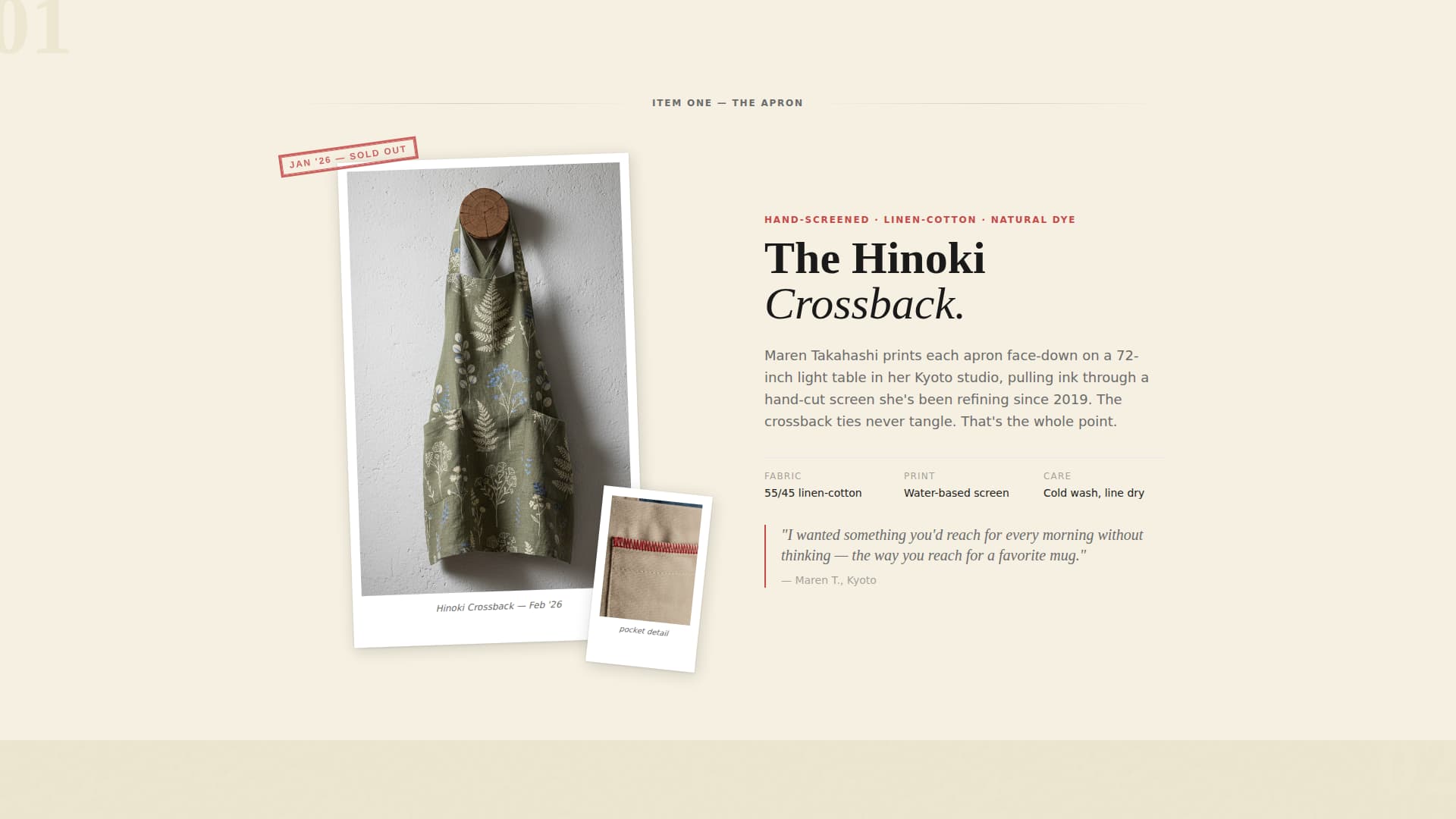 Aprons & Kitchen Textiles Store Pricing & Packages Website Template