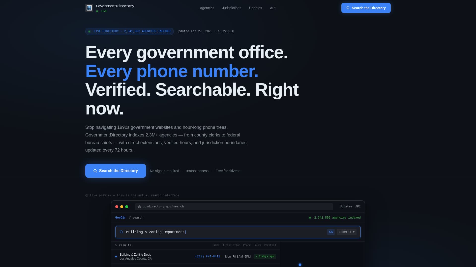 Government - Modern Directory Landing Page Template