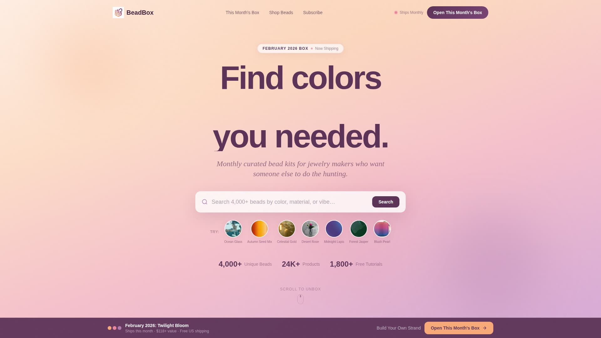 Beadbox - Enchanting Jewelrysupply Landing Page Template