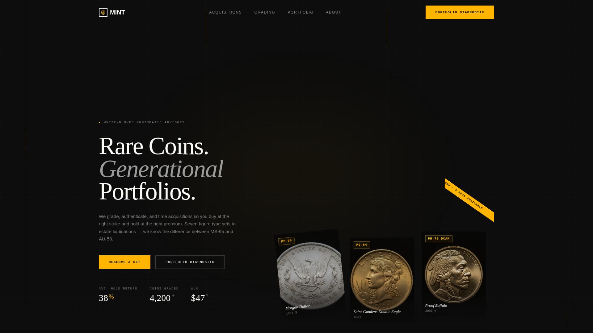Coin & Numismatics Portfolio & Case Study Website Template