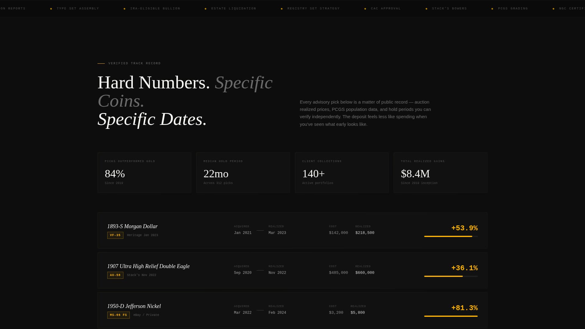 Coin & Numismatics Portfolio & Case Study Website Template
