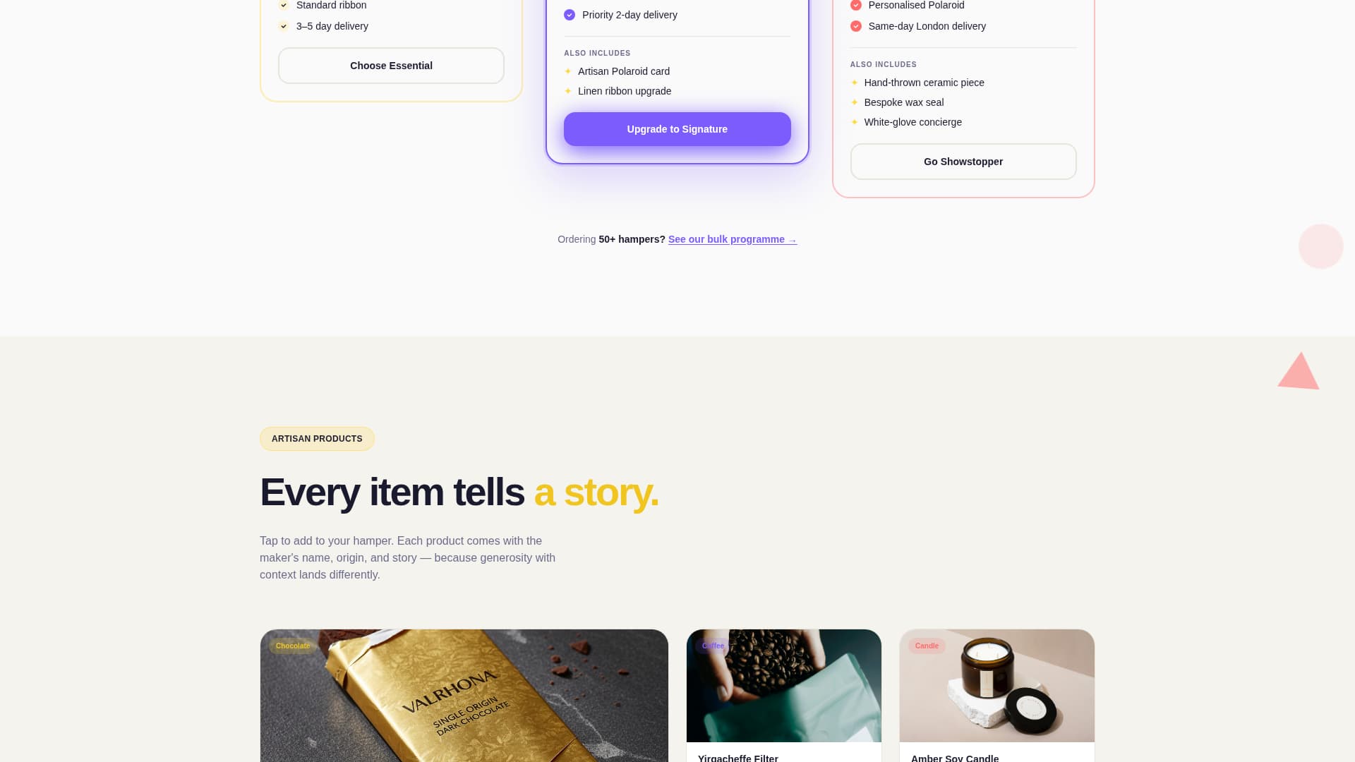 Specialist Gift & Specialty Store Pricing & Packages Website Template