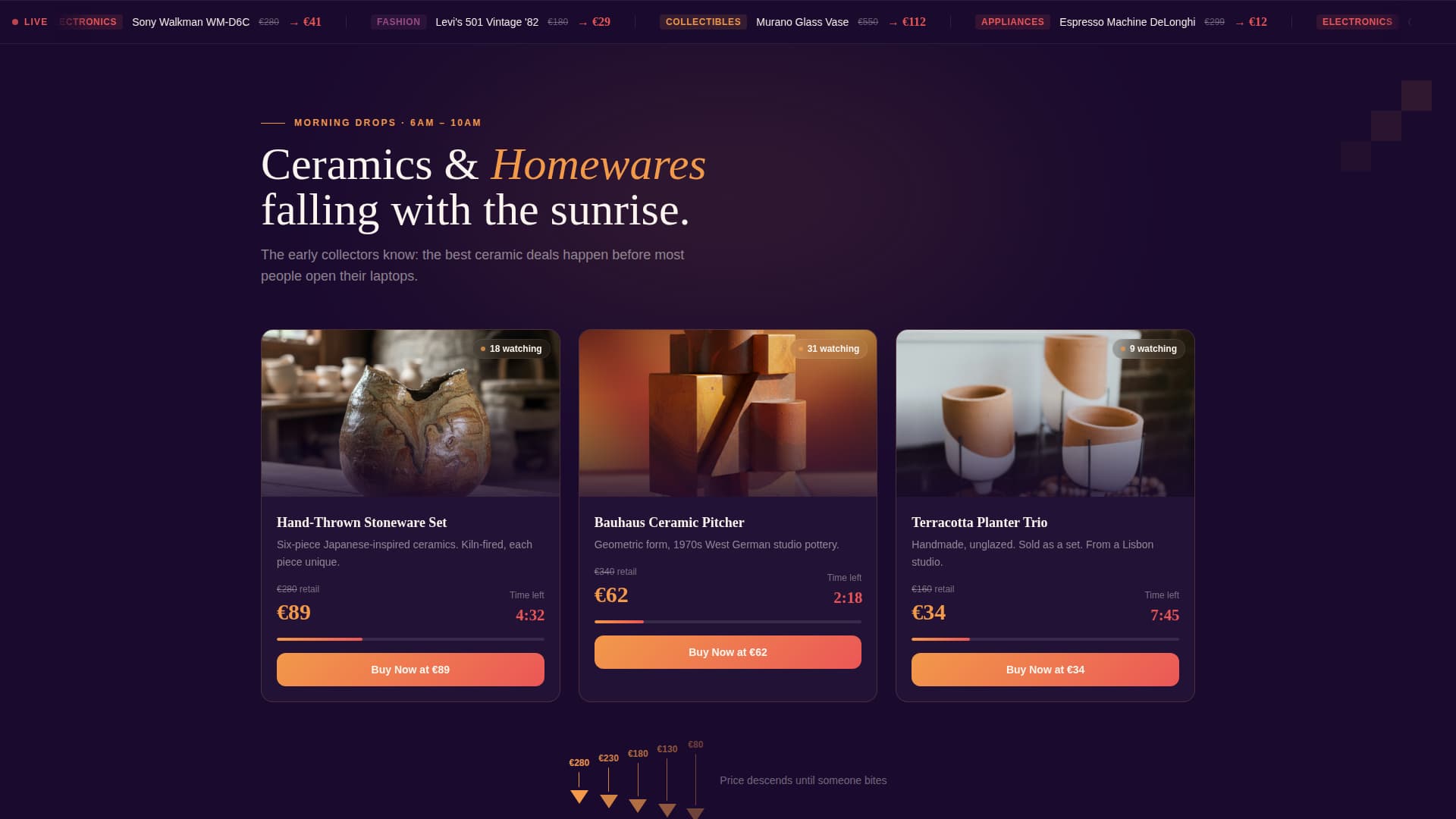 Auction Platforms & Types Pricing Website Template