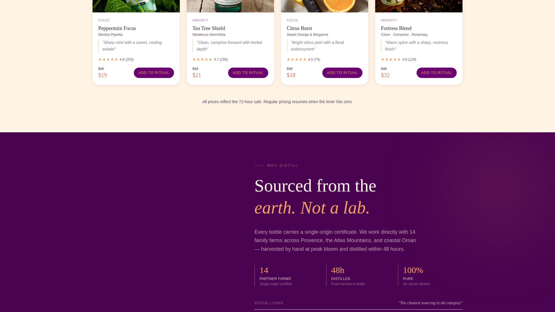 Essential Oils & Diffusers Store Specialist Pricing Website Template