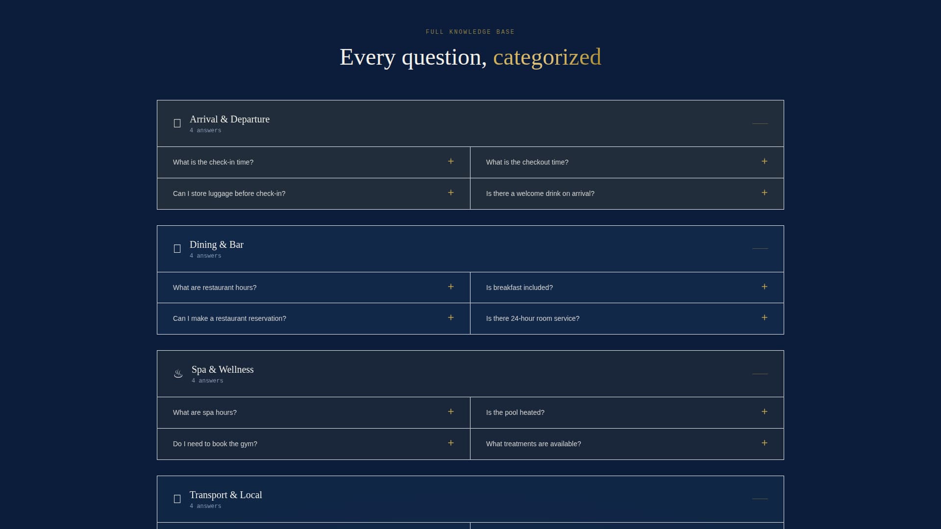 Hotel Interactive FAQ & Personalized Stay Calculator Website Template
