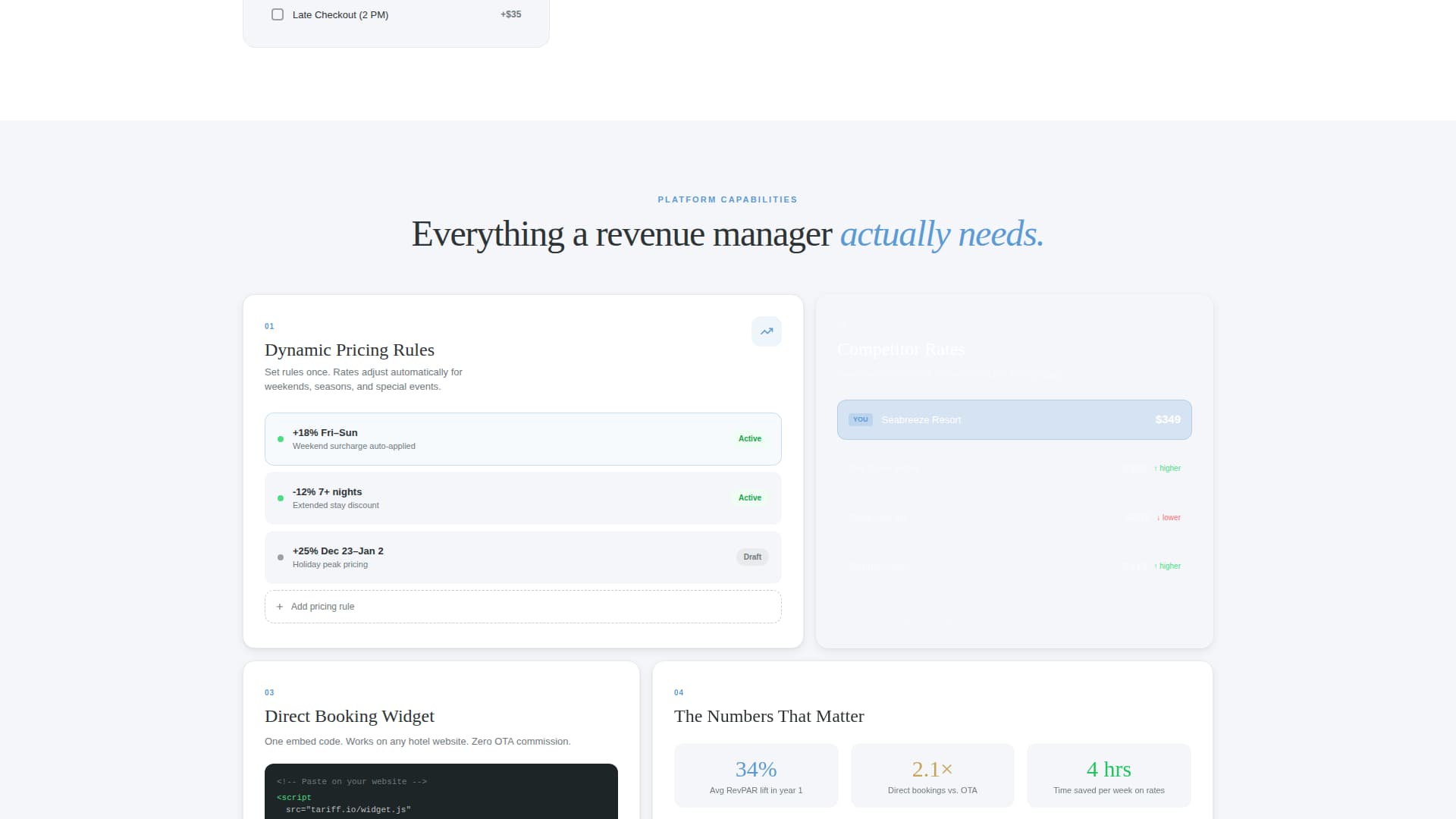 Hotel Room Types & Seasonal Rates Comparison Website Template