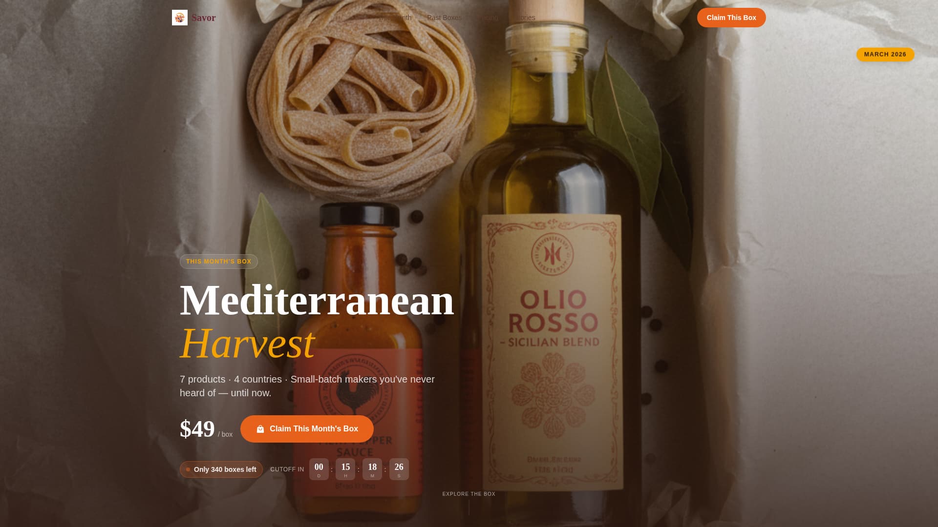 Savor - Curated Gourmet Landing Page Template