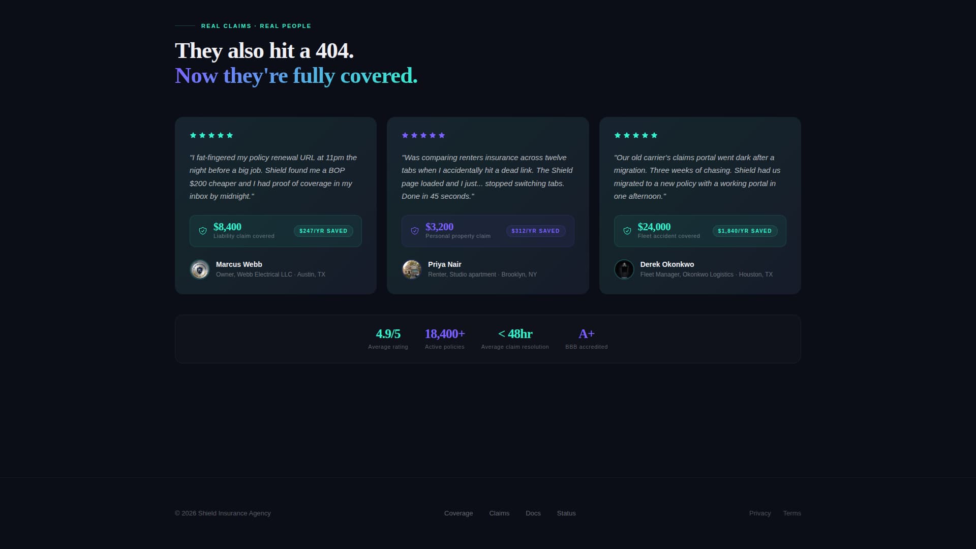 Insurance Agency 404 Error Coverage Recovery Website Template