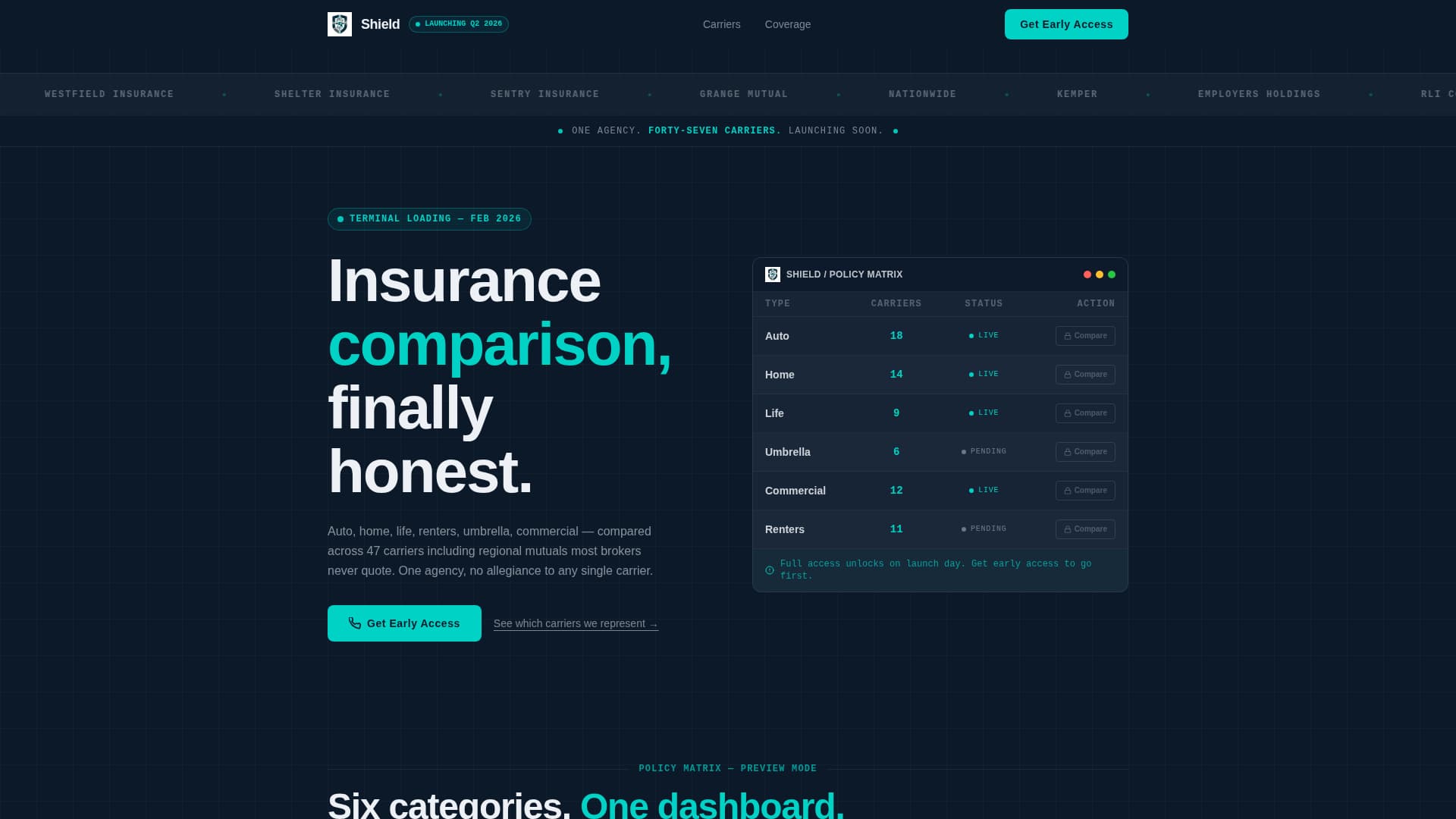 Insurance Comparison Platform Pre-Launch Website Template
