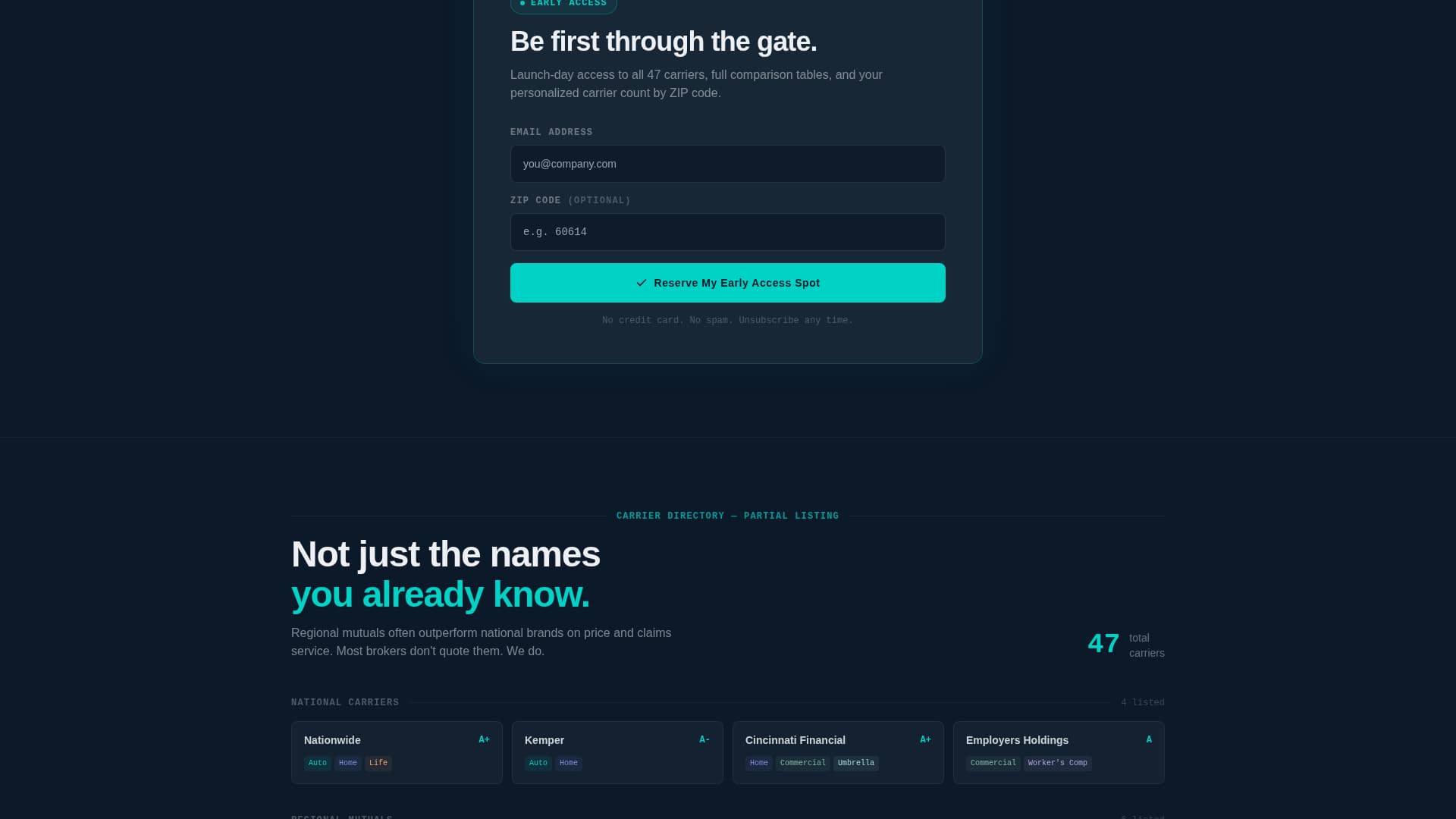 Insurance Comparison Platform Pre-Launch Website Template