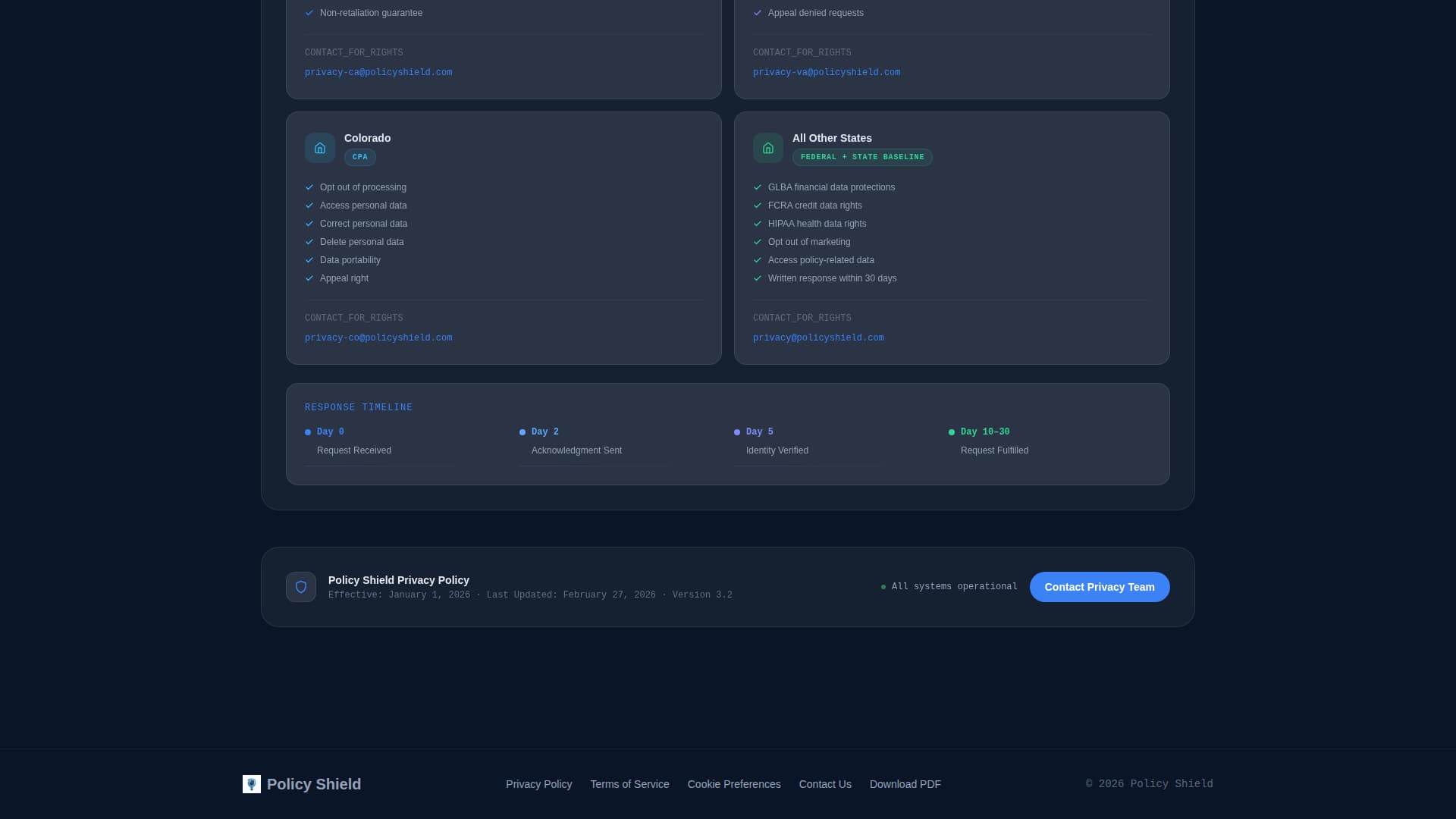 Insurance Agency Privacy Policy & Data Practices Website Template