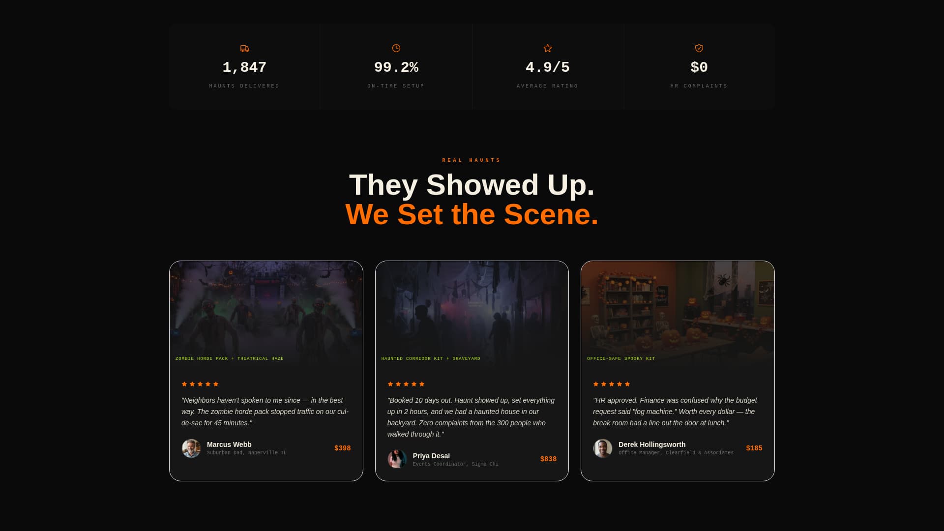 Halloween Business Cost Calculator Website Template