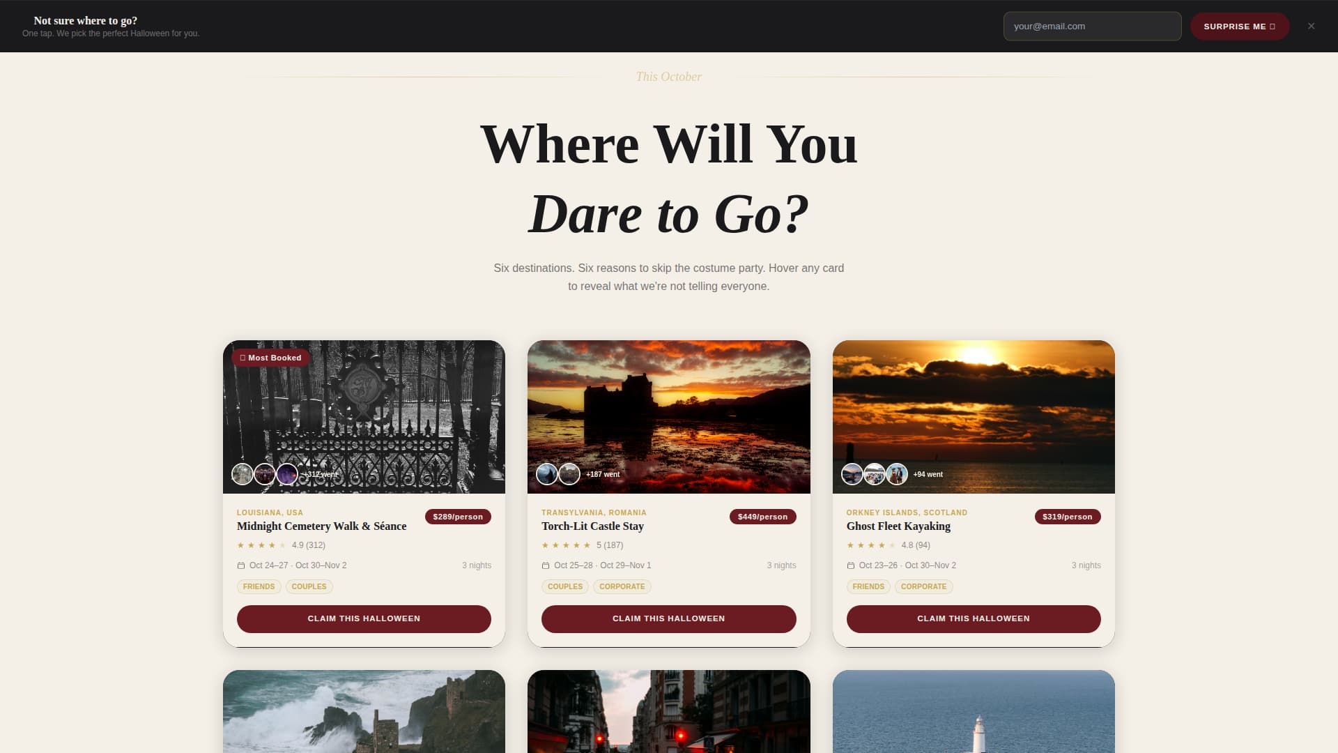 Haunt - Spinetingling Travel Landing Page Template