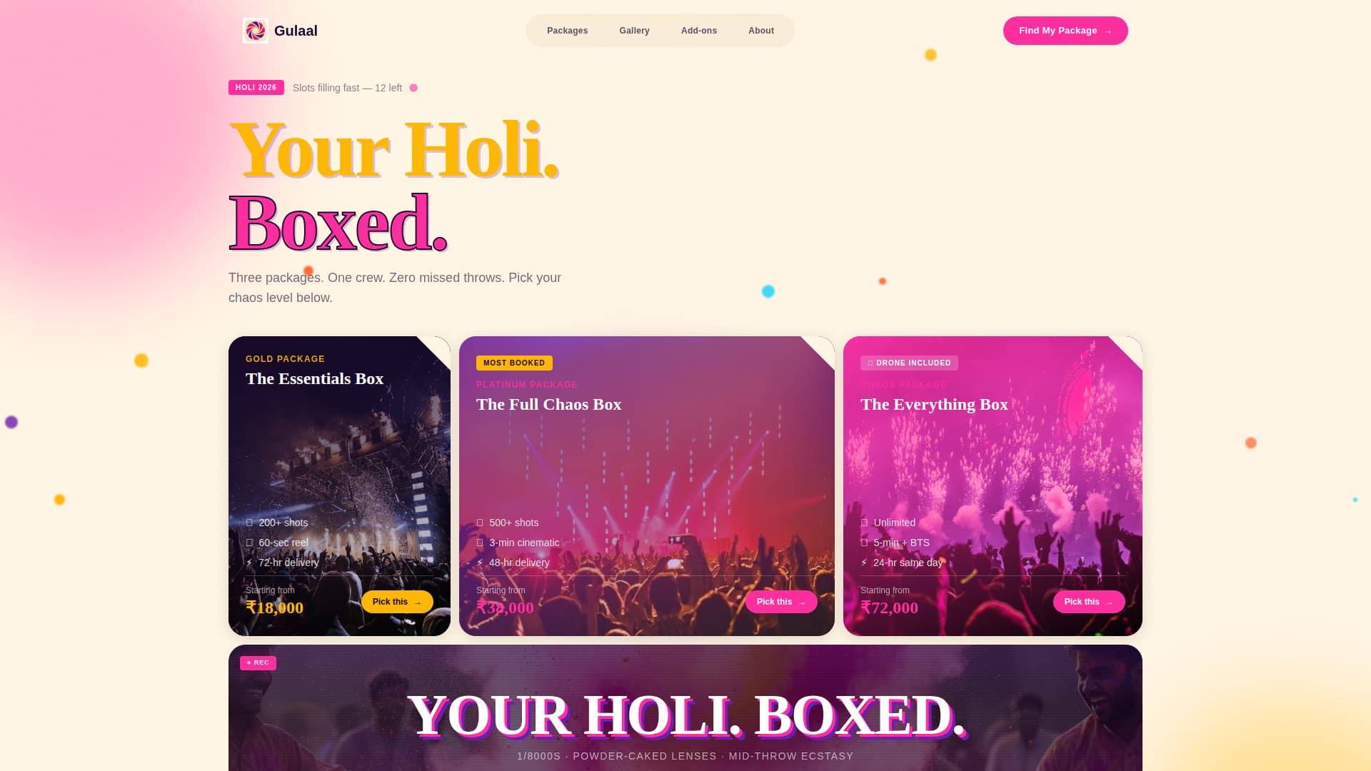 Advanced Holi Business Pricing & Packages Website Template