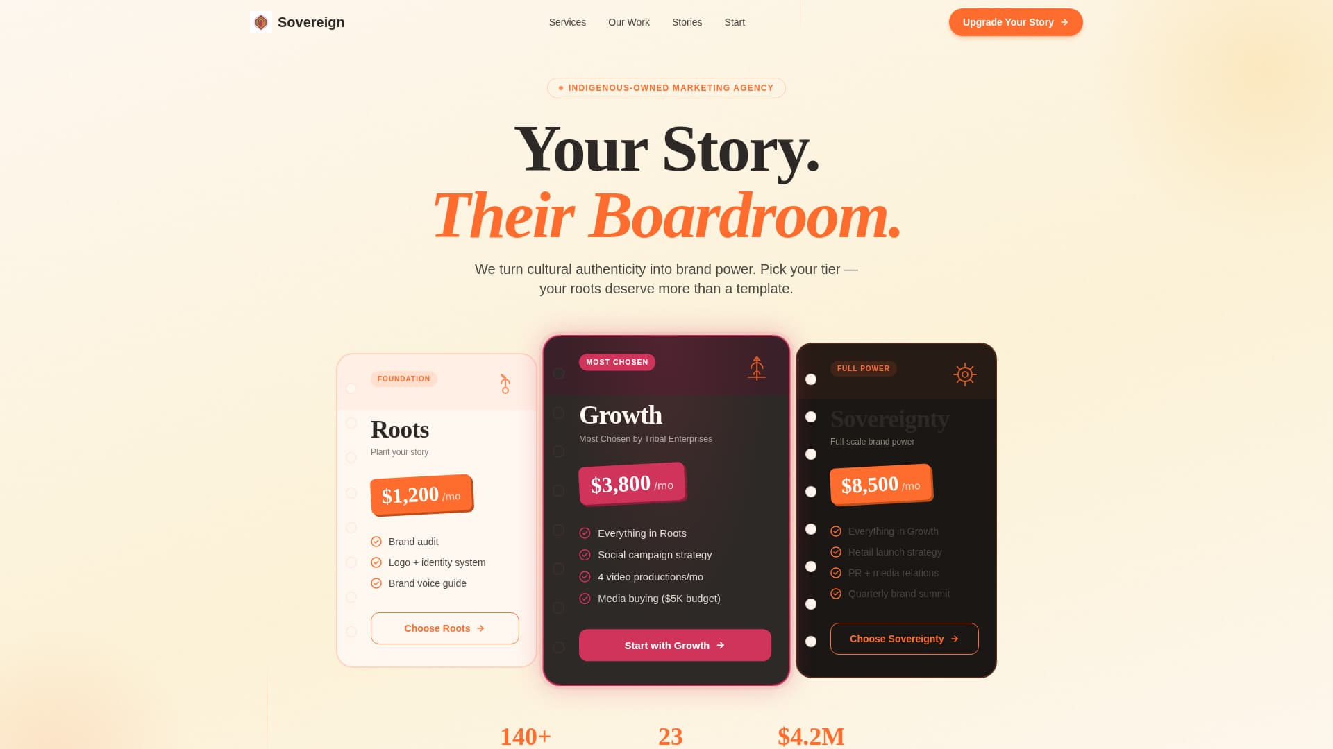 Indigenous-Owned Business Pricing & Packages Website Template