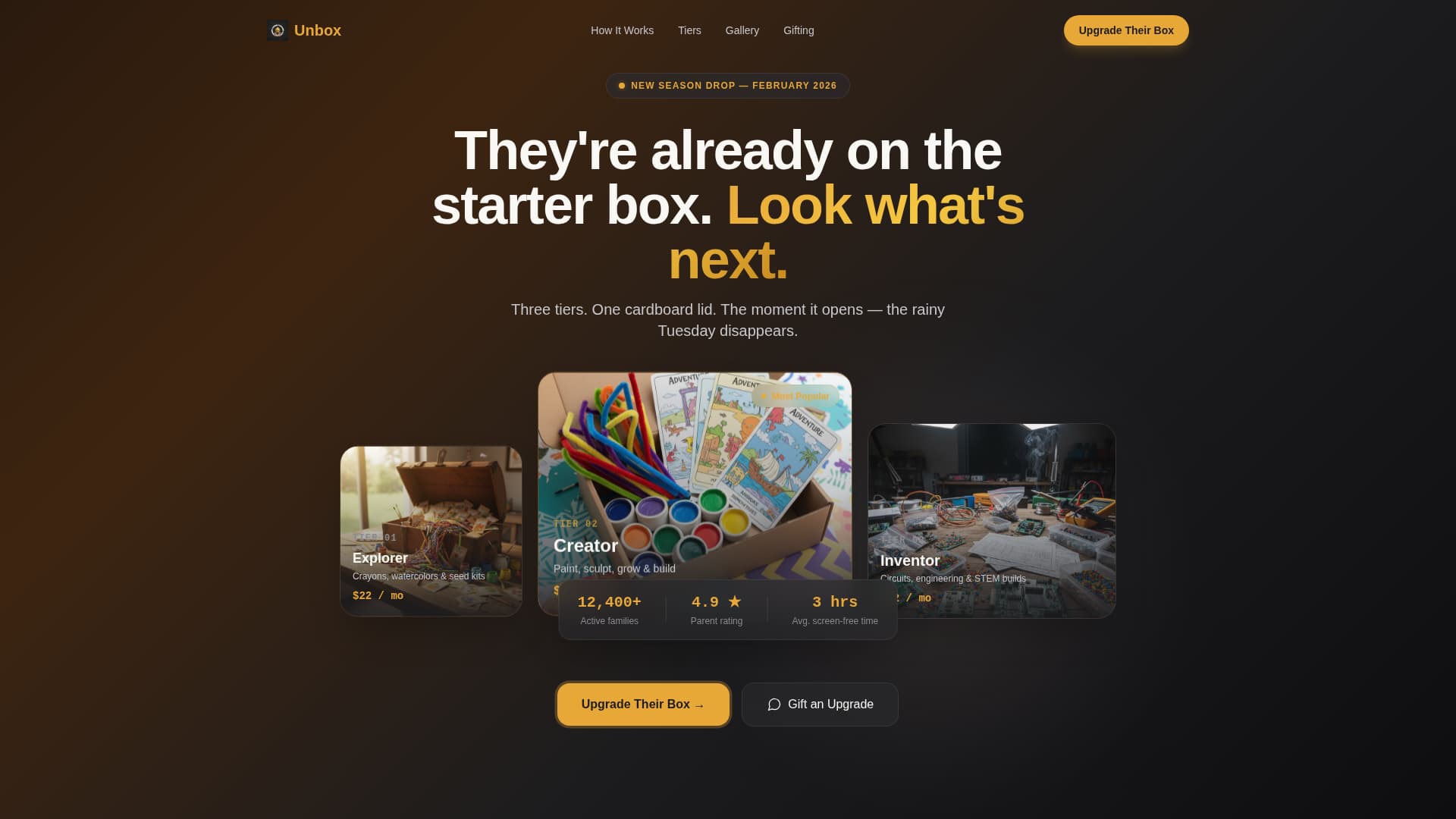 Unbox - Irresistible Kids Activity Landing Page Template