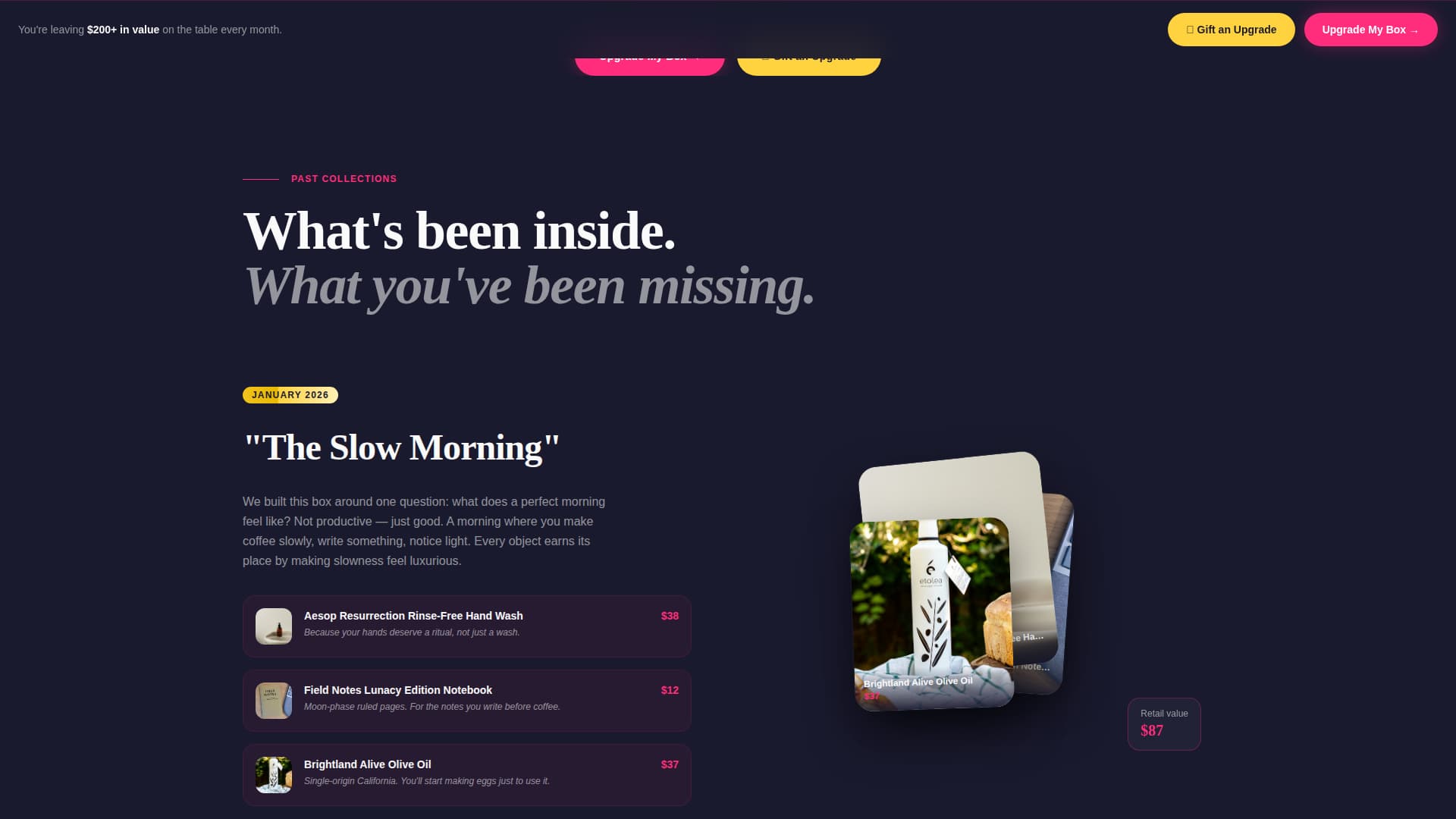 Specialist Subscription Box Services Pricing & Packages Website Template