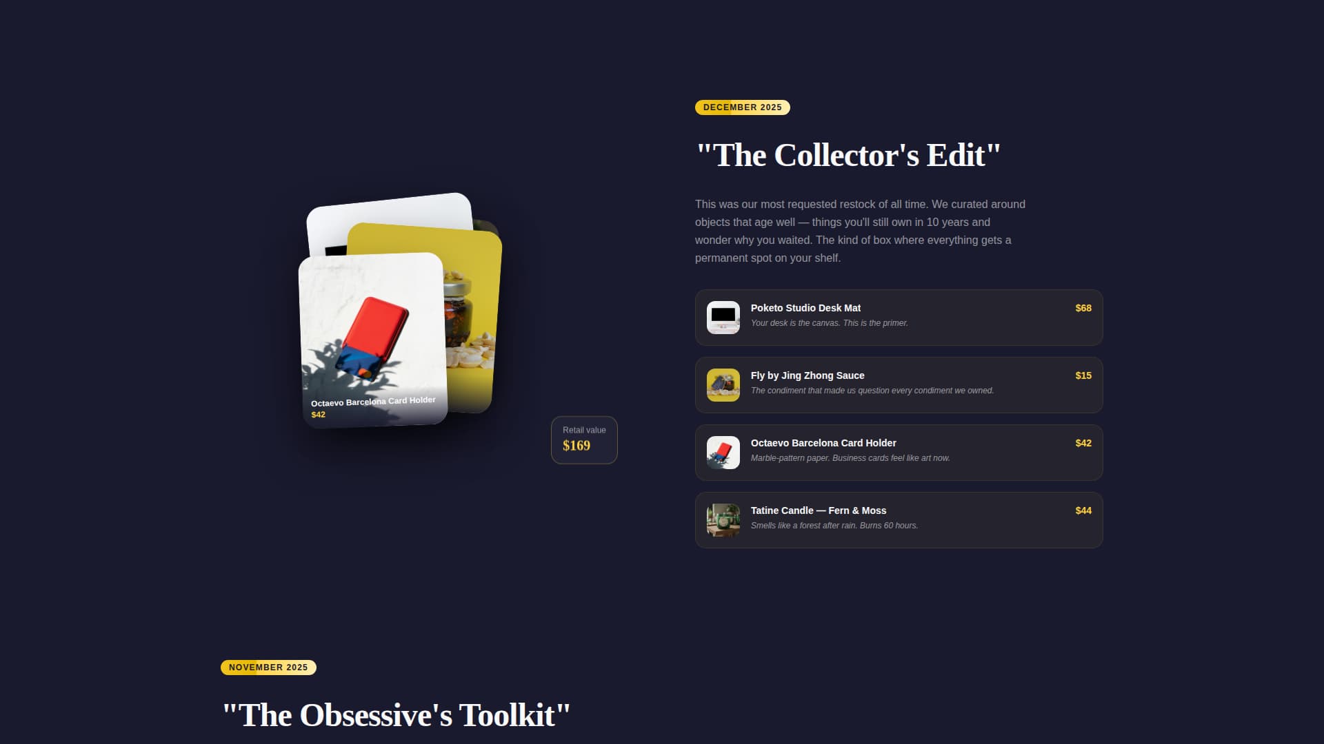 Specialist Subscription Box Services Pricing & Packages Website Template