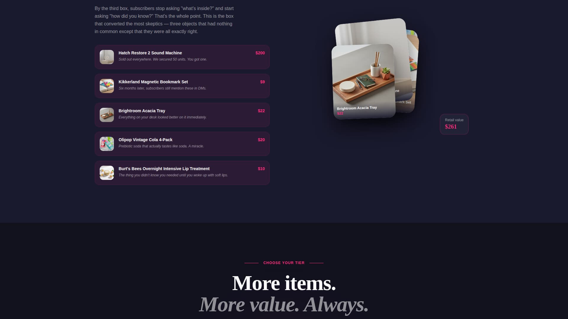 Specialist Subscription Box Services Pricing & Packages Website Template