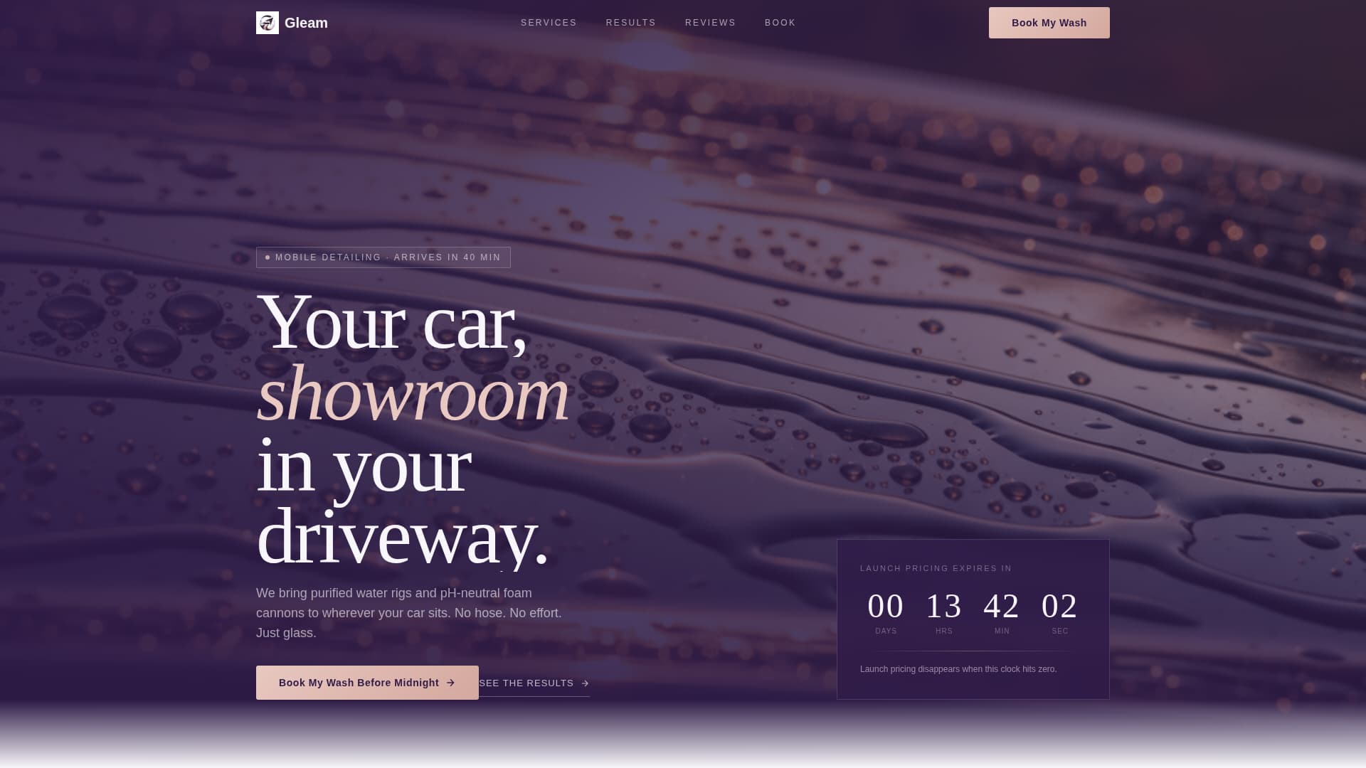 Gleam - Premium Carwash Landing Page Template