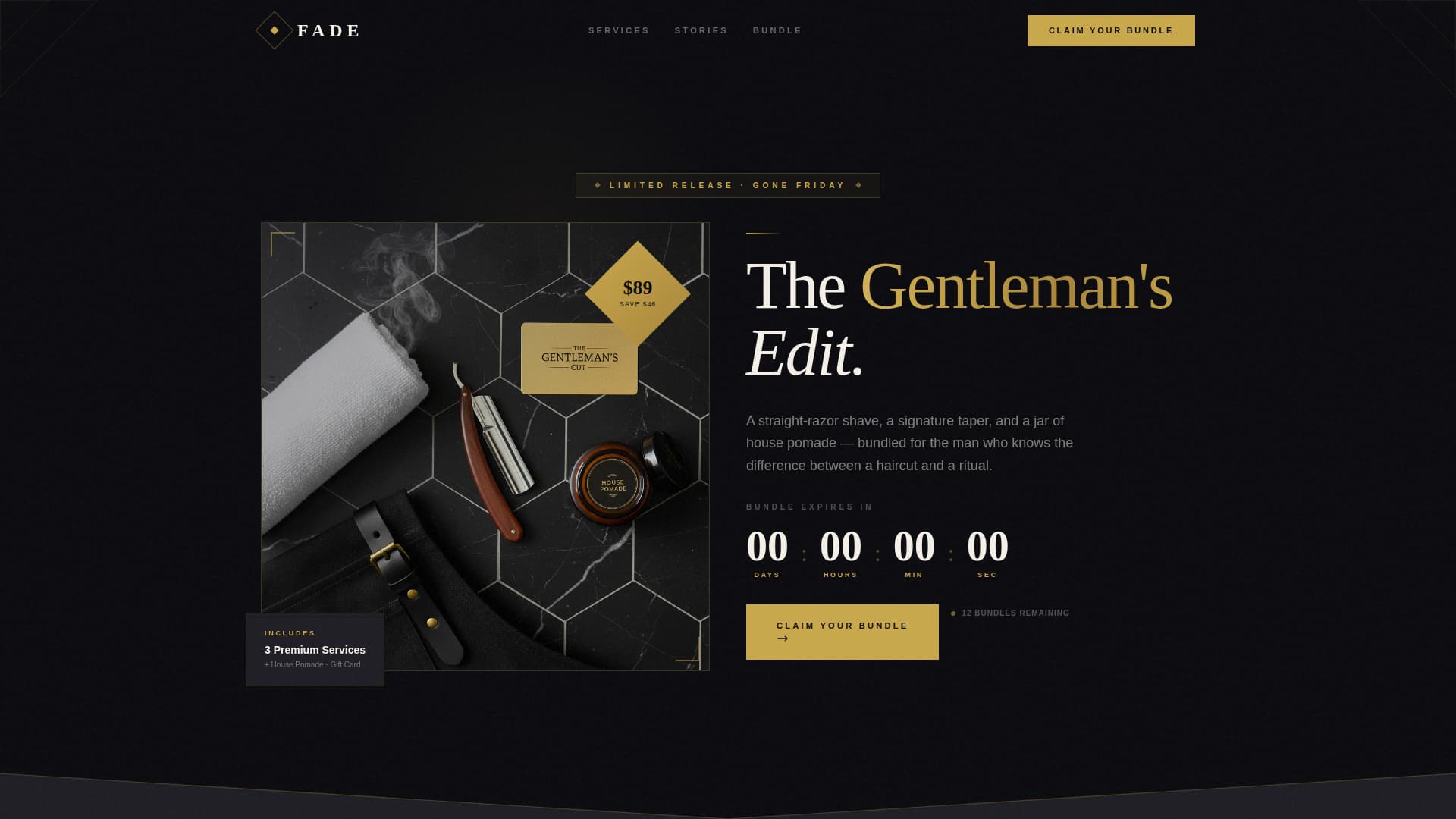 Fade - Luxurious Barbershop Landing Page Template
