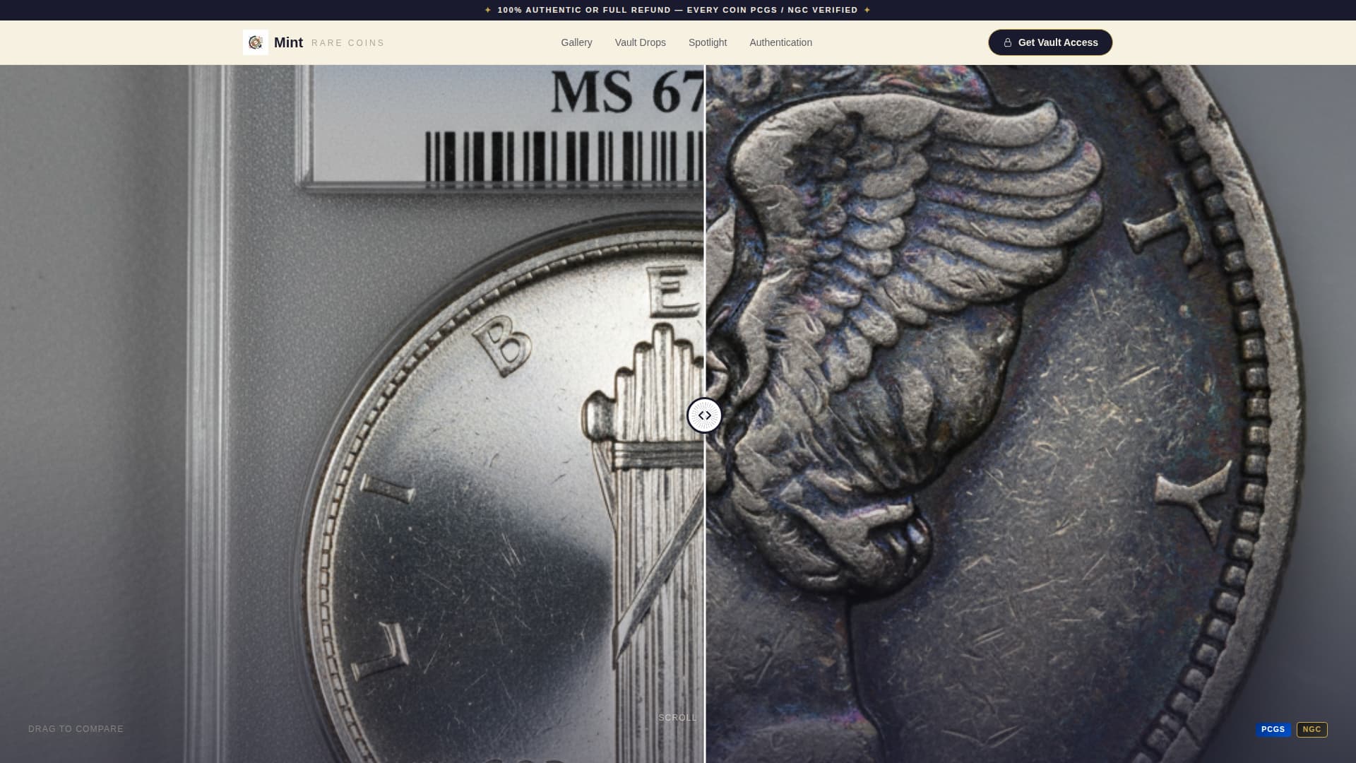 Specialist Coin & Numismatics Portfolio & Case Study Website Template