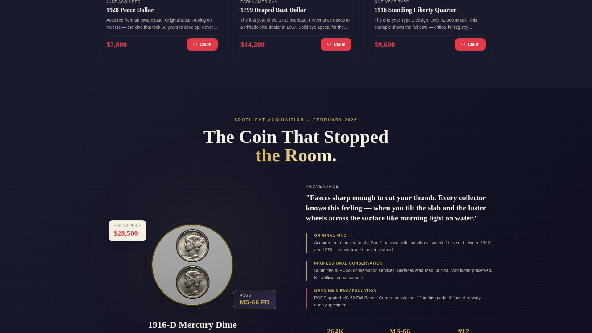 Specialist Coin & Numismatics Portfolio & Case Study Website Template