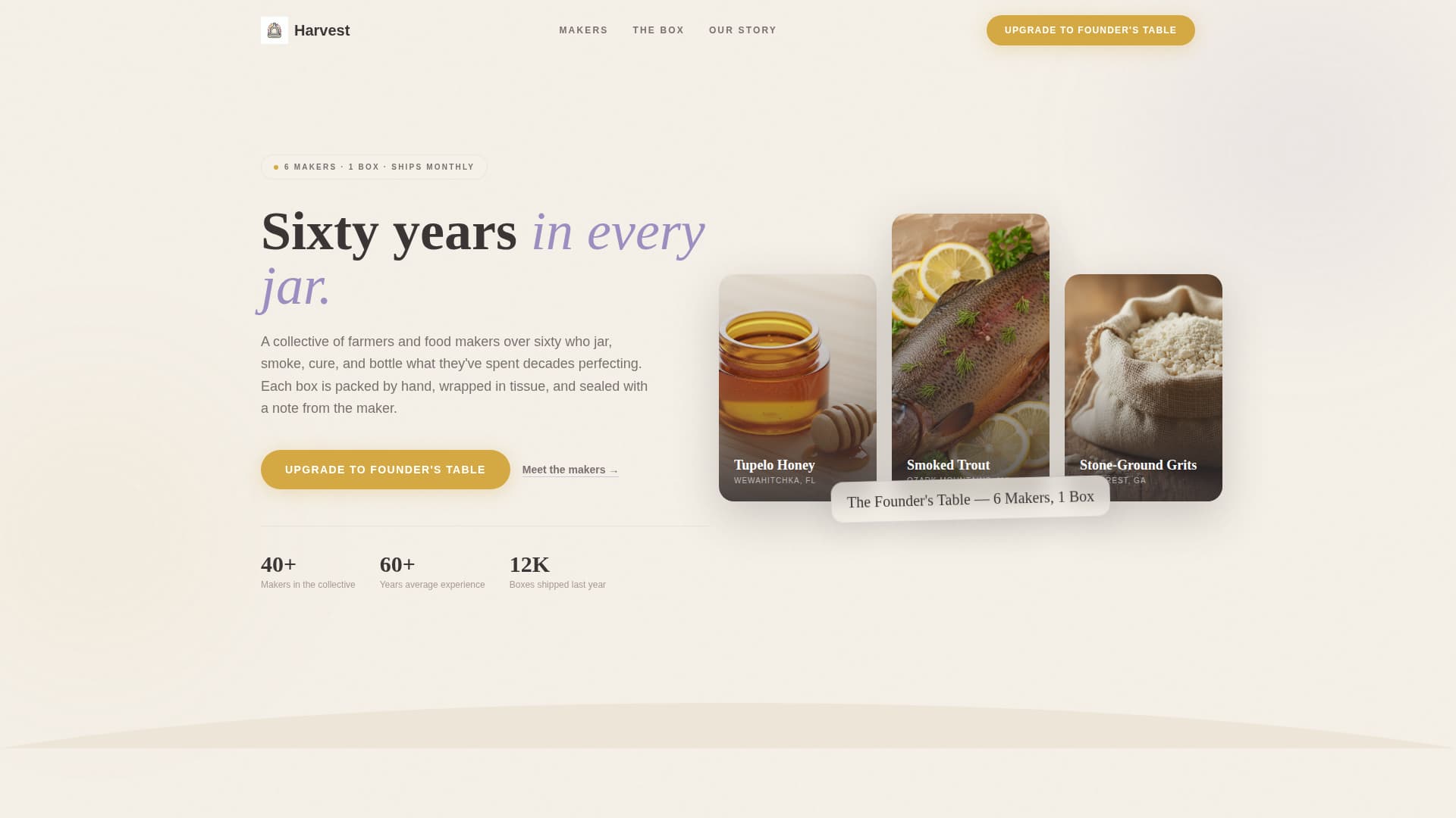 Harvest - Artisan Farmstead Landing Page Template