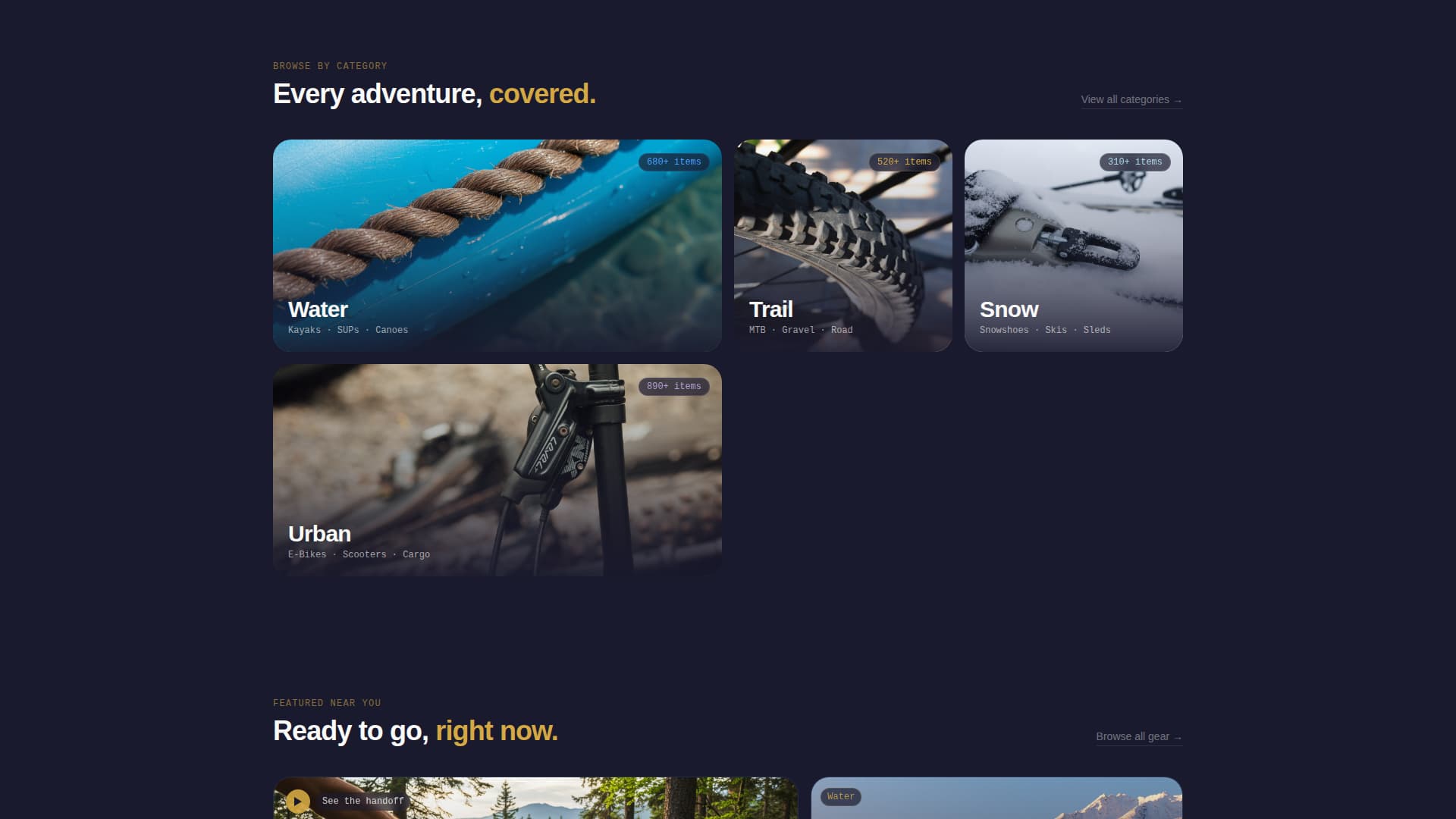 Gear - Dynamic Outdoor Rental Landing Page Template