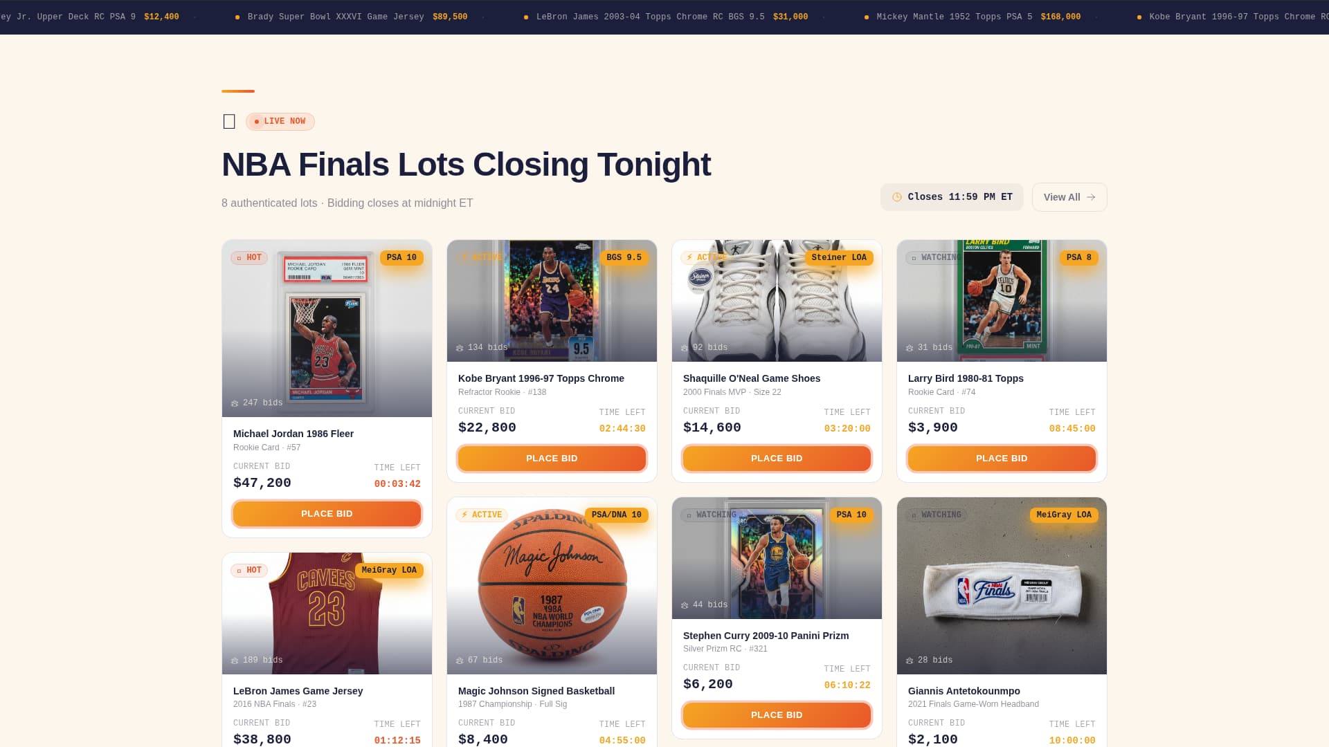 Grail - Elite Memorabilia Landing Page Template