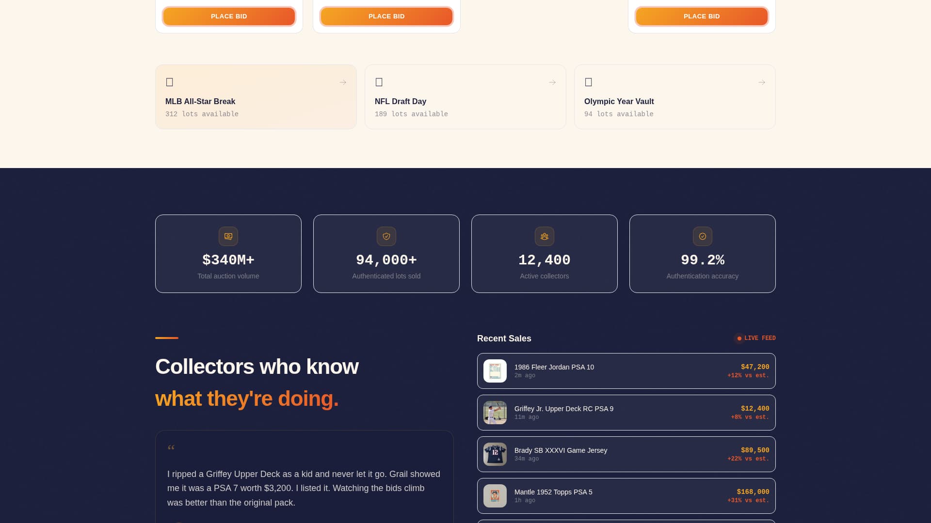 Grail - Elite Memorabilia Landing Page Template