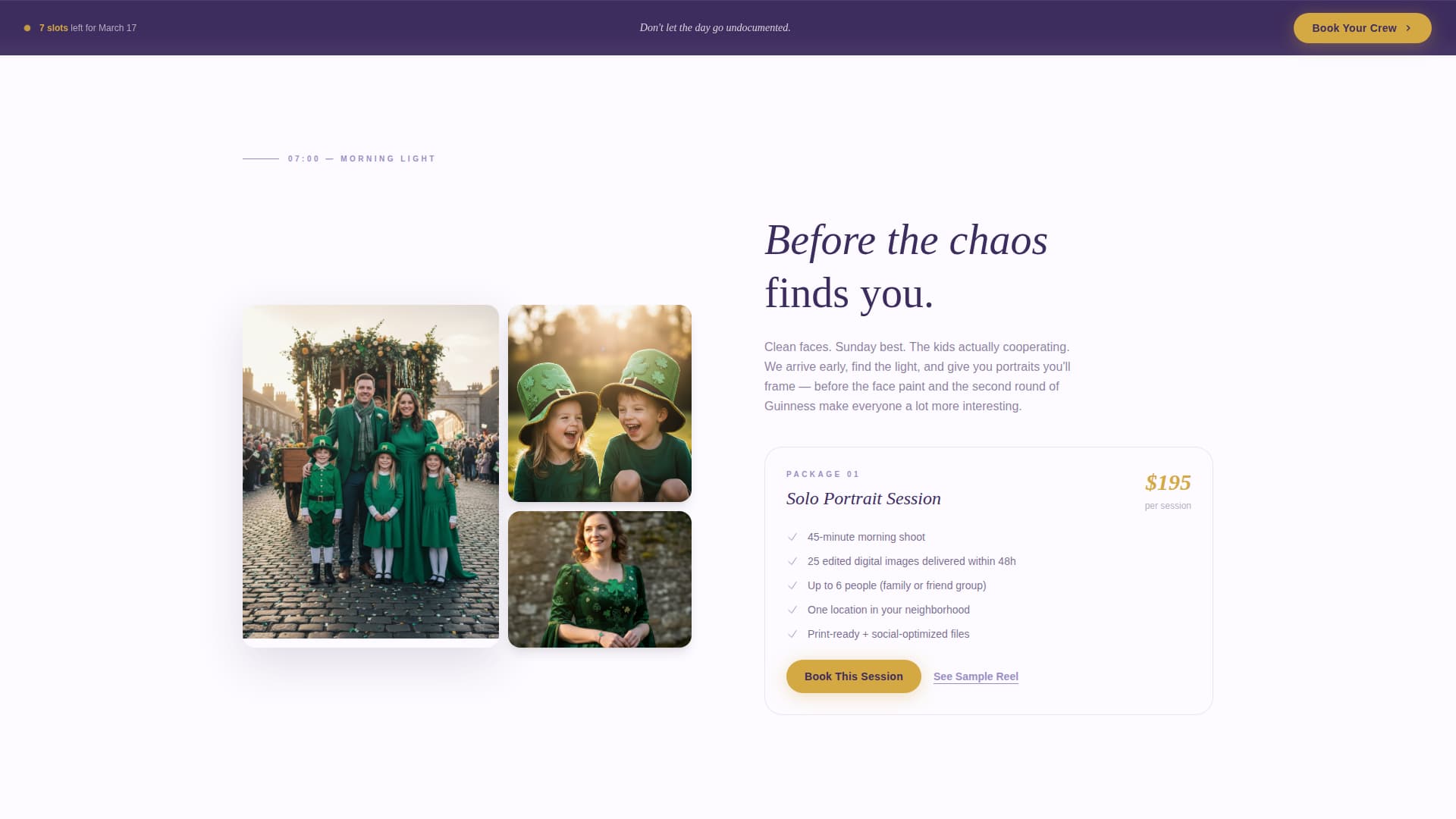 Specialist St. Patrick's Day Business Appointment Booking Website Template