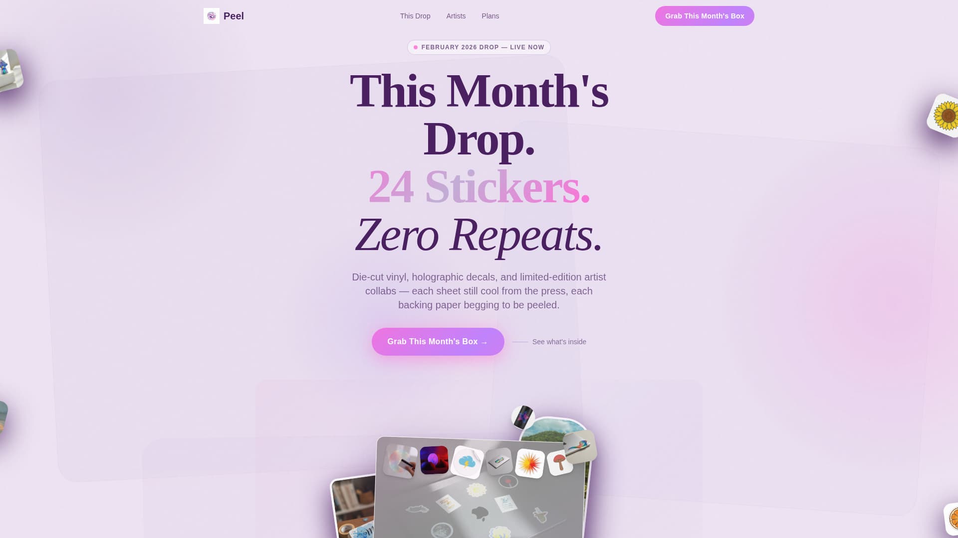 Peel - Irresistible Stickers Landing Page Template