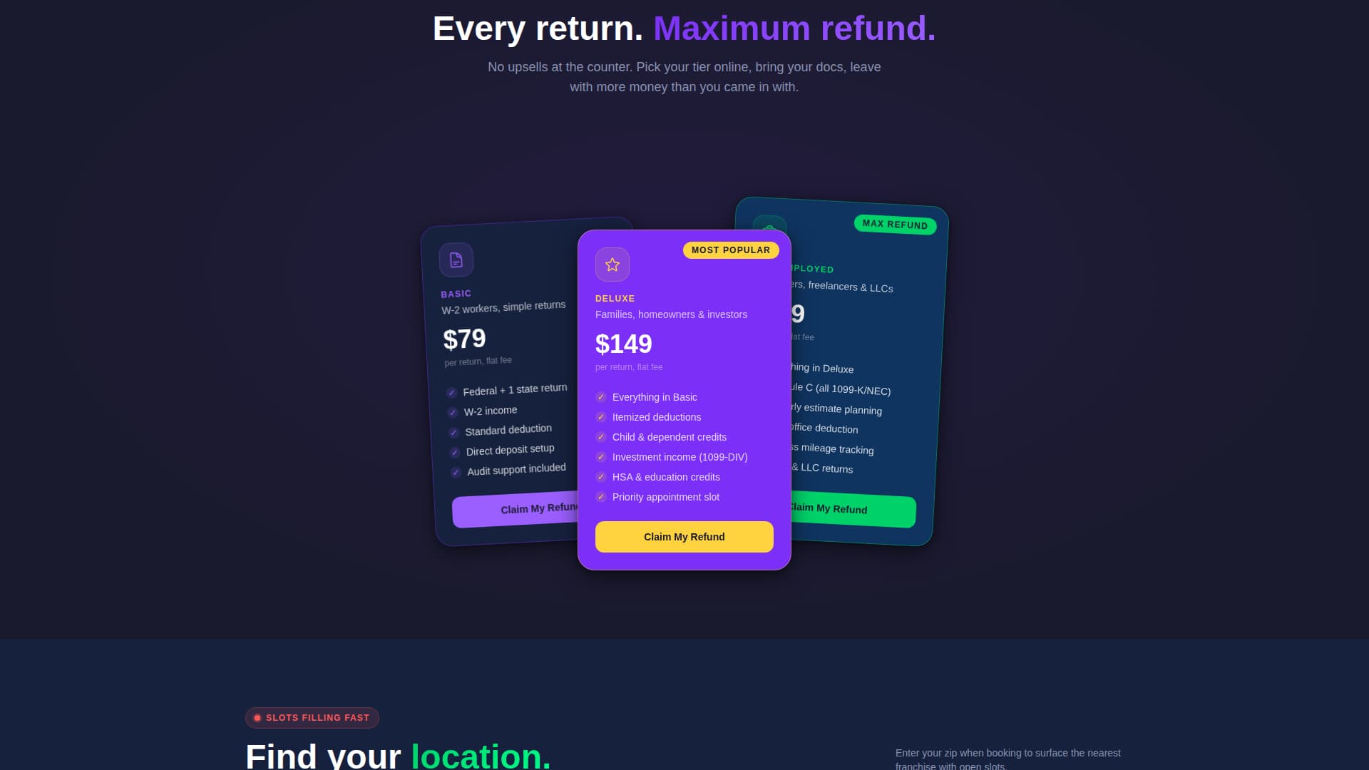 Taxmax - Highrefund Franchise Landing Page Template